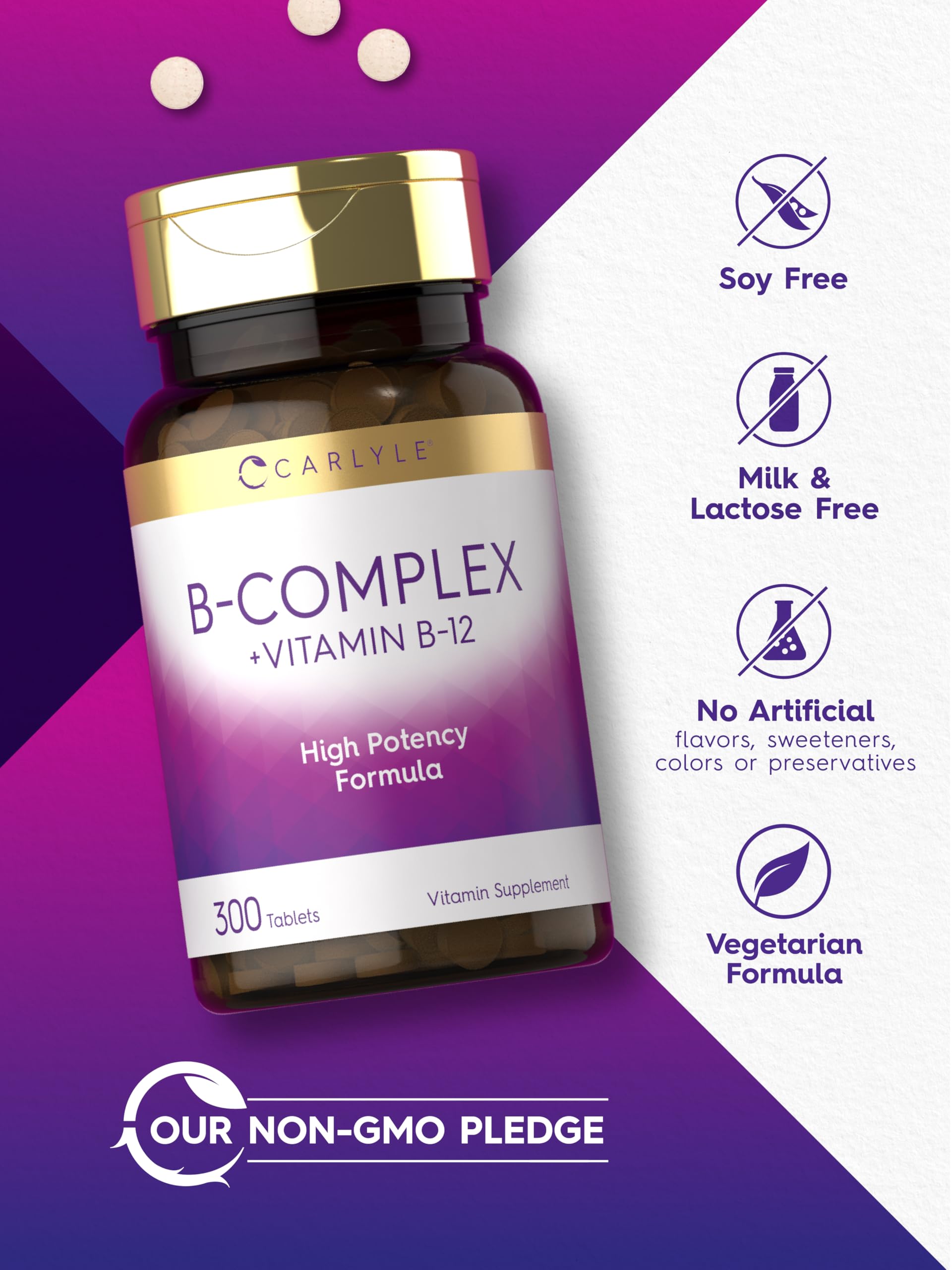 Foto 6 pulgar | Complemente La Vitamina Del Complejo B De Carlyle Con Vitamina B12 300 Tabletas - Venta Internacional.