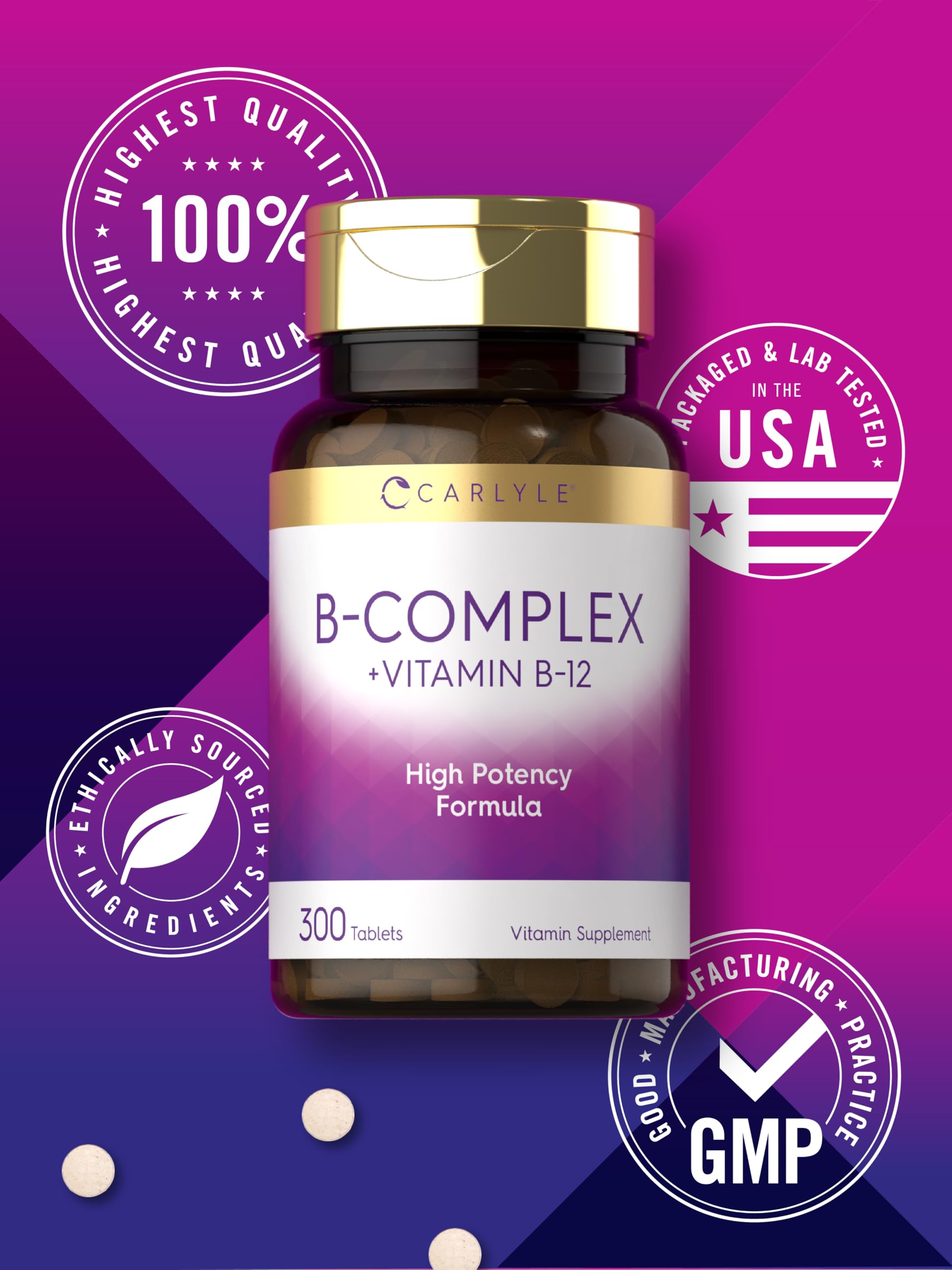 Foto 7 pulgar | Complemente La Vitamina Del Complejo B De Carlyle Con Vitamina B12 300 Tabletas - Venta Internacional.