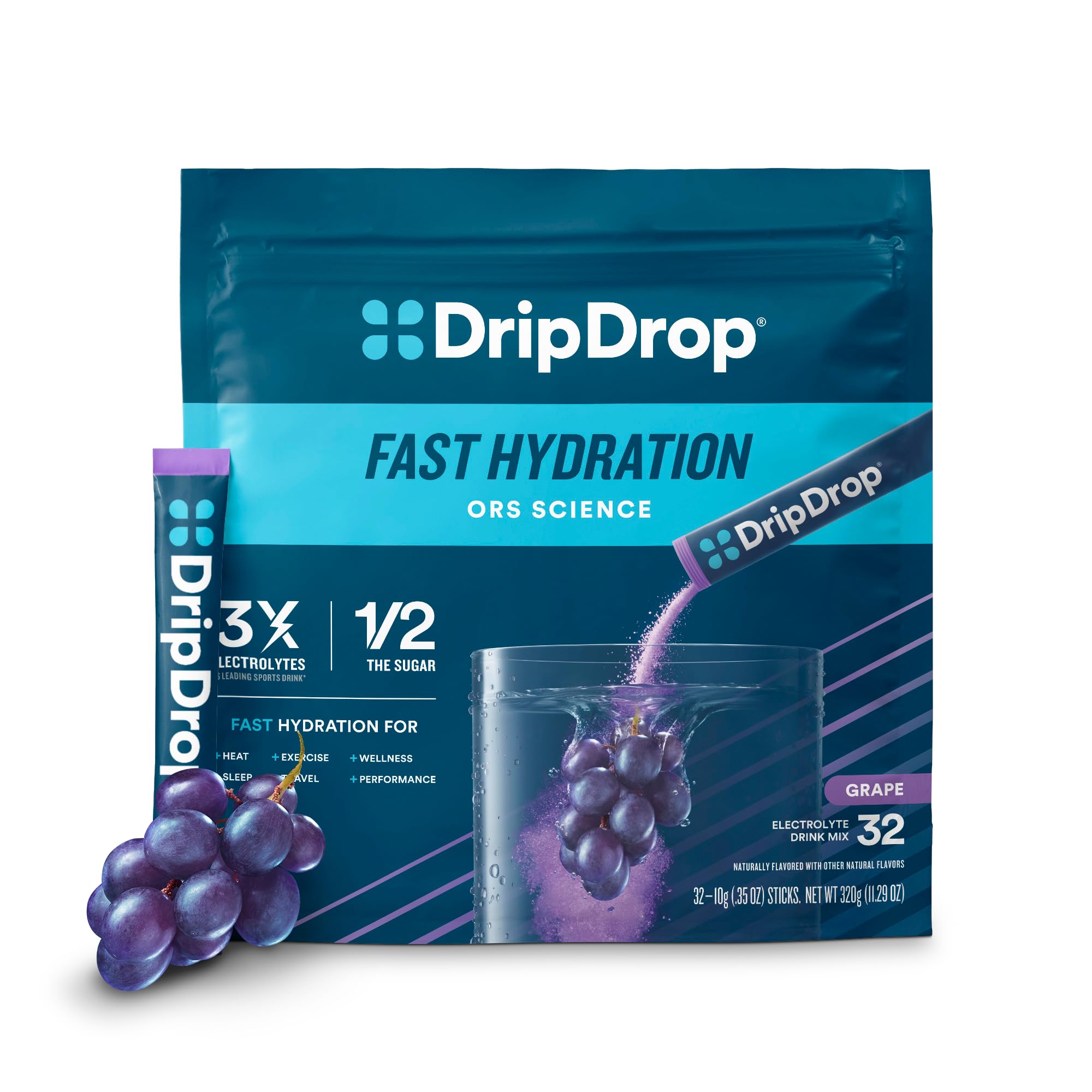 Foto 1 | Mezcla Electrolítica Para Bebidas Dripdrop Hydration Grape, 32 Barras - Venta Internacional.