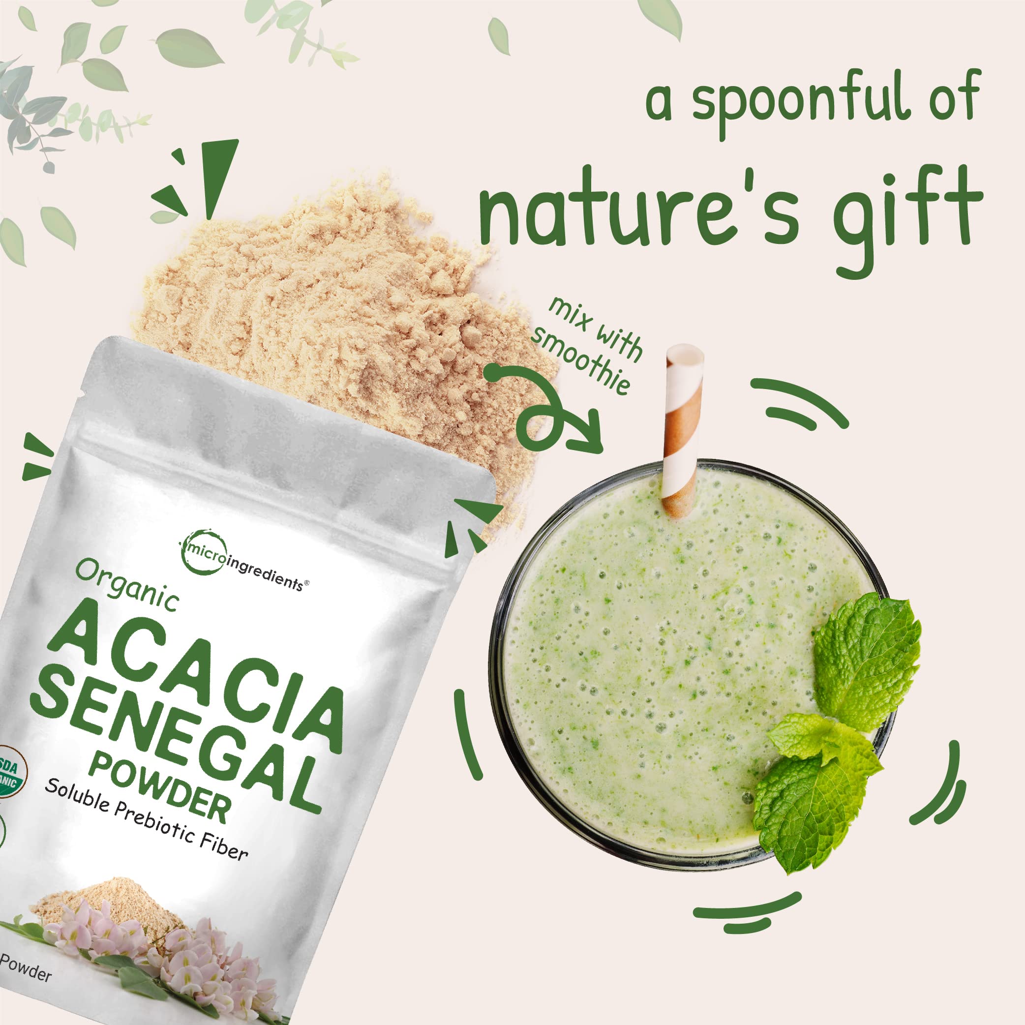 Foto 6 | Fibra de Acacia Orgánica Senegal Micro Ingredients de 907 g-Venta Internacional
