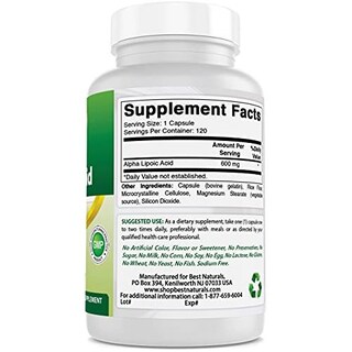 Foto 2 | Best Naturals |ácido Alfa Lipoico 600 Mg – 120 Cápsulas | Energía Celular, Metabolismo Y Protección Antioxidante