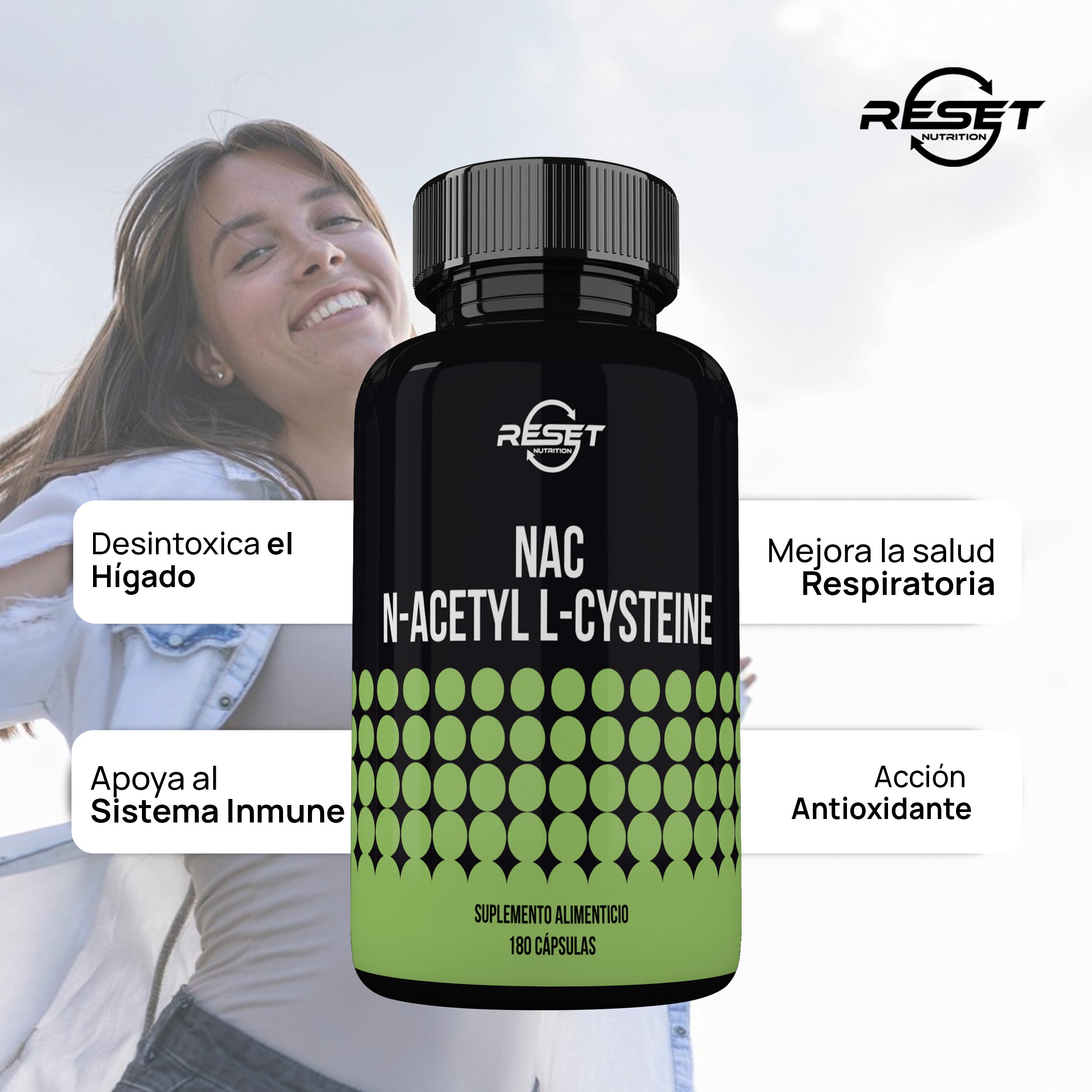 Foto 5 pulgar | Reset Nutrition | Nac 600 Mg – 60 Cápsulas | Desintoxicación Hepática, Antioxidante Natural Y Bienestar Integral