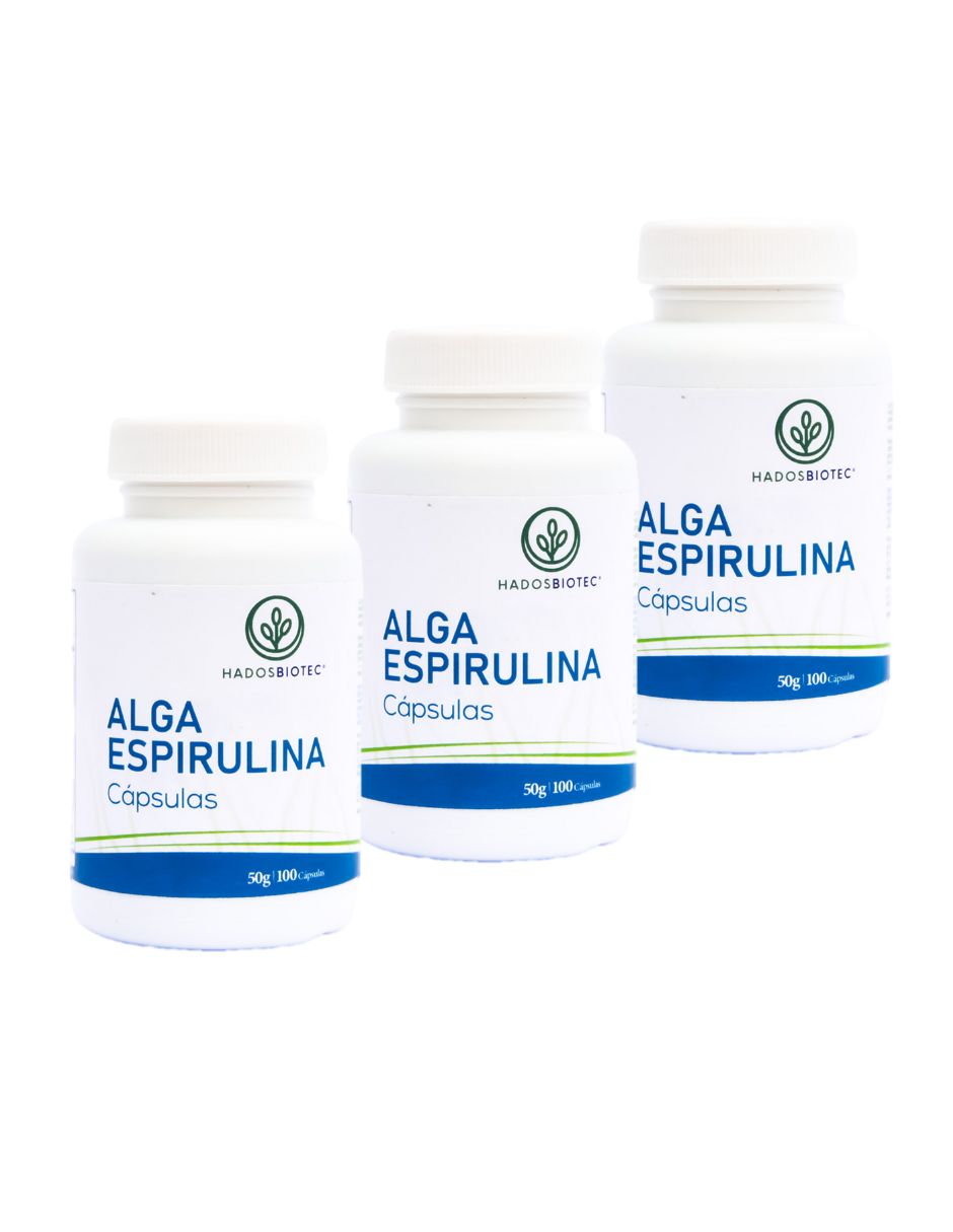 Foto 2 pulgar | Alga Espirulina Cápsulas Hadosbiotec Pack 3 Piezas 100 Cápsulas 50 G C/u Ingredientes Naturales 100% Alga Espir