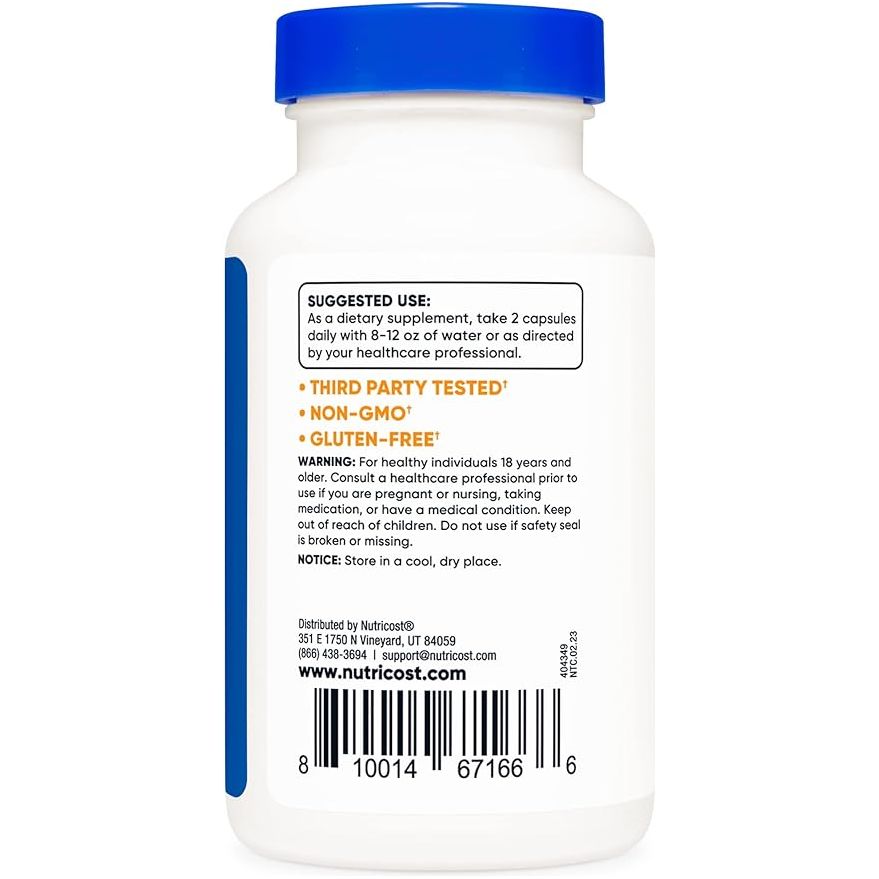 Foto 3 pulgar | Nutricost | Ácido Alfa Lipoico 600 Mg – 120 Cápsulas | Antioxidante Celular Y Metabolismo De La Glucosa