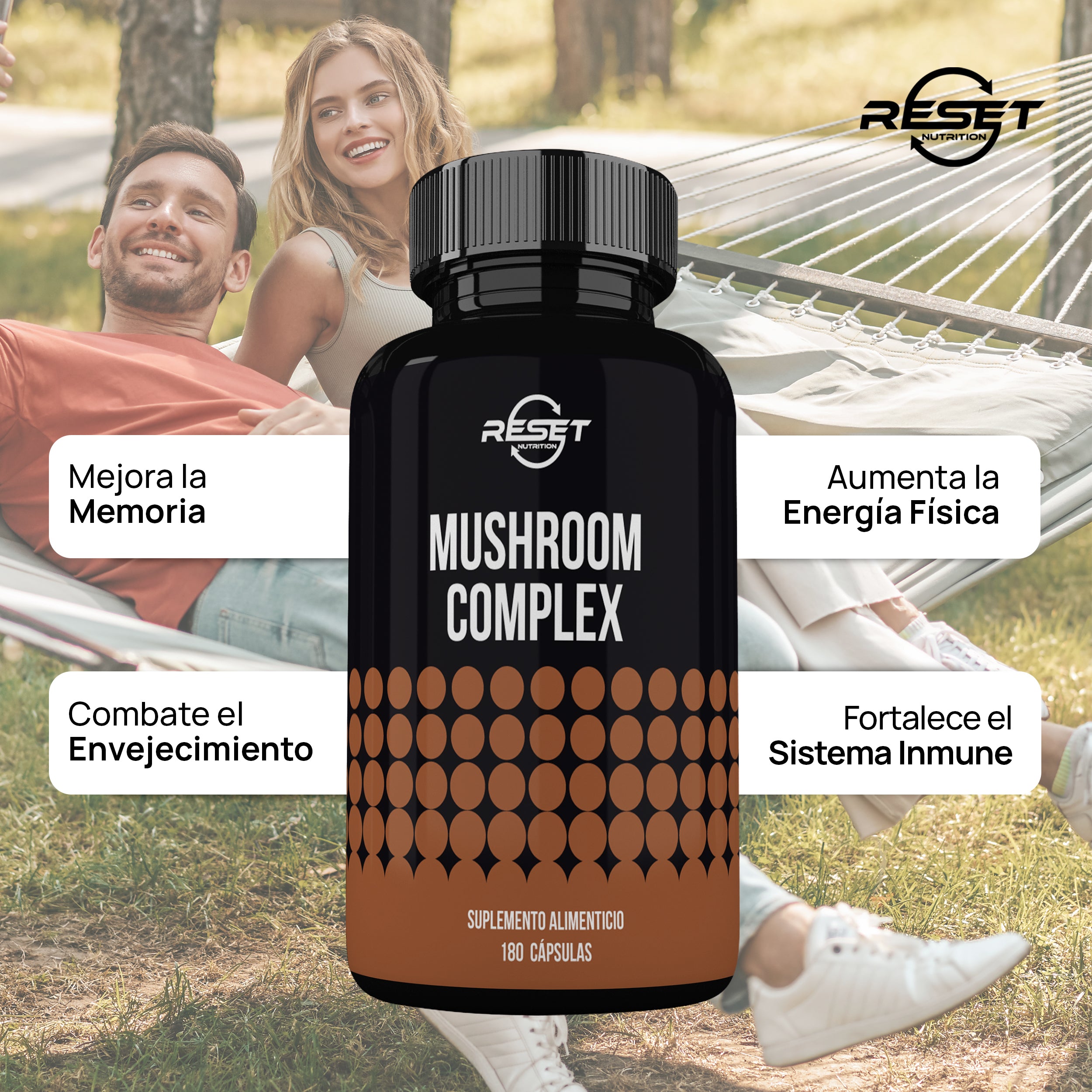 Foto 5 pulgar | Reset Nutrition | Mushroom Complex – 10 Hongos Medicinales | Energía, Inmunidad, Memoria Y Antioxidantes