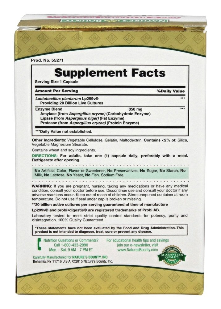 Foto 3 pulgar | Suplemento Nature's Bounty Probiotic Gx Para Gases E Hinchazón 25 Cápsulas - Venta Internacional