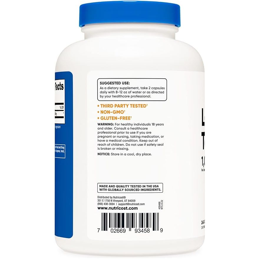 Foto 3 pulgar | L-carnitina Tartrato 1000 Mg Nutricost 240 Cápsulas