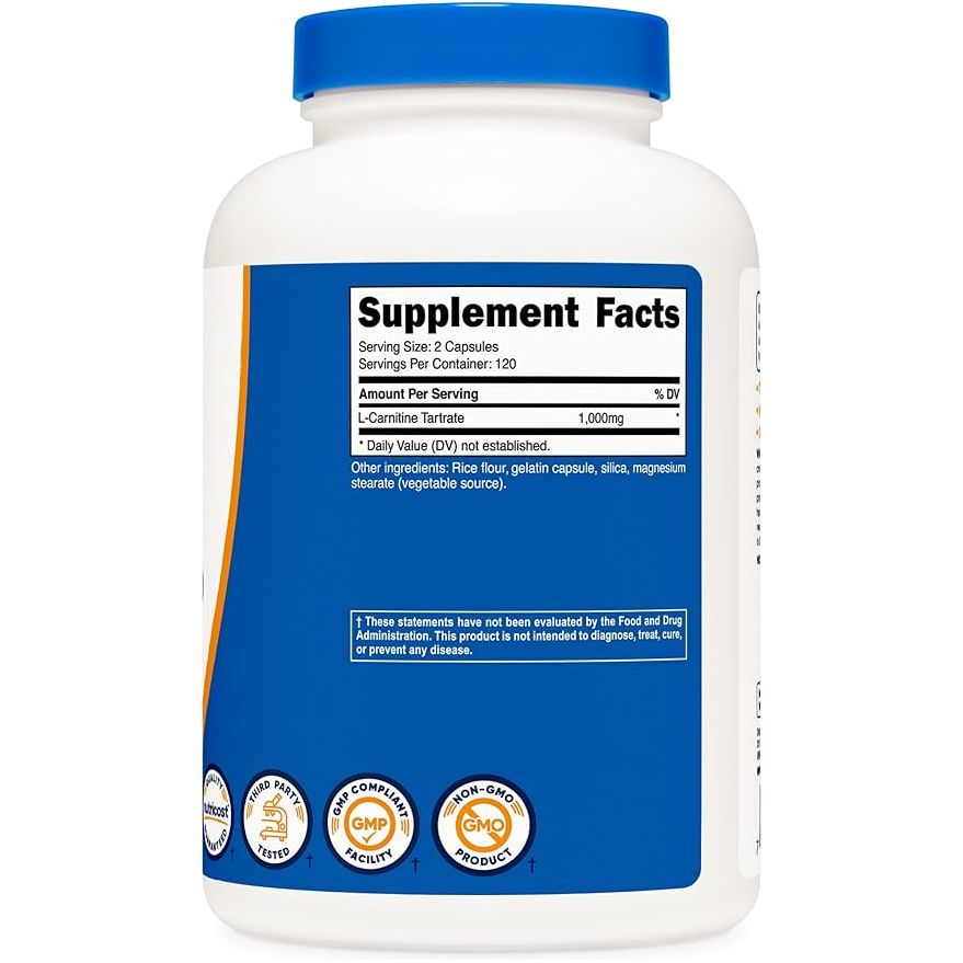 Foto 4 pulgar | L-carnitina Tartrato 1000 Mg Nutricost 240 Cápsulas