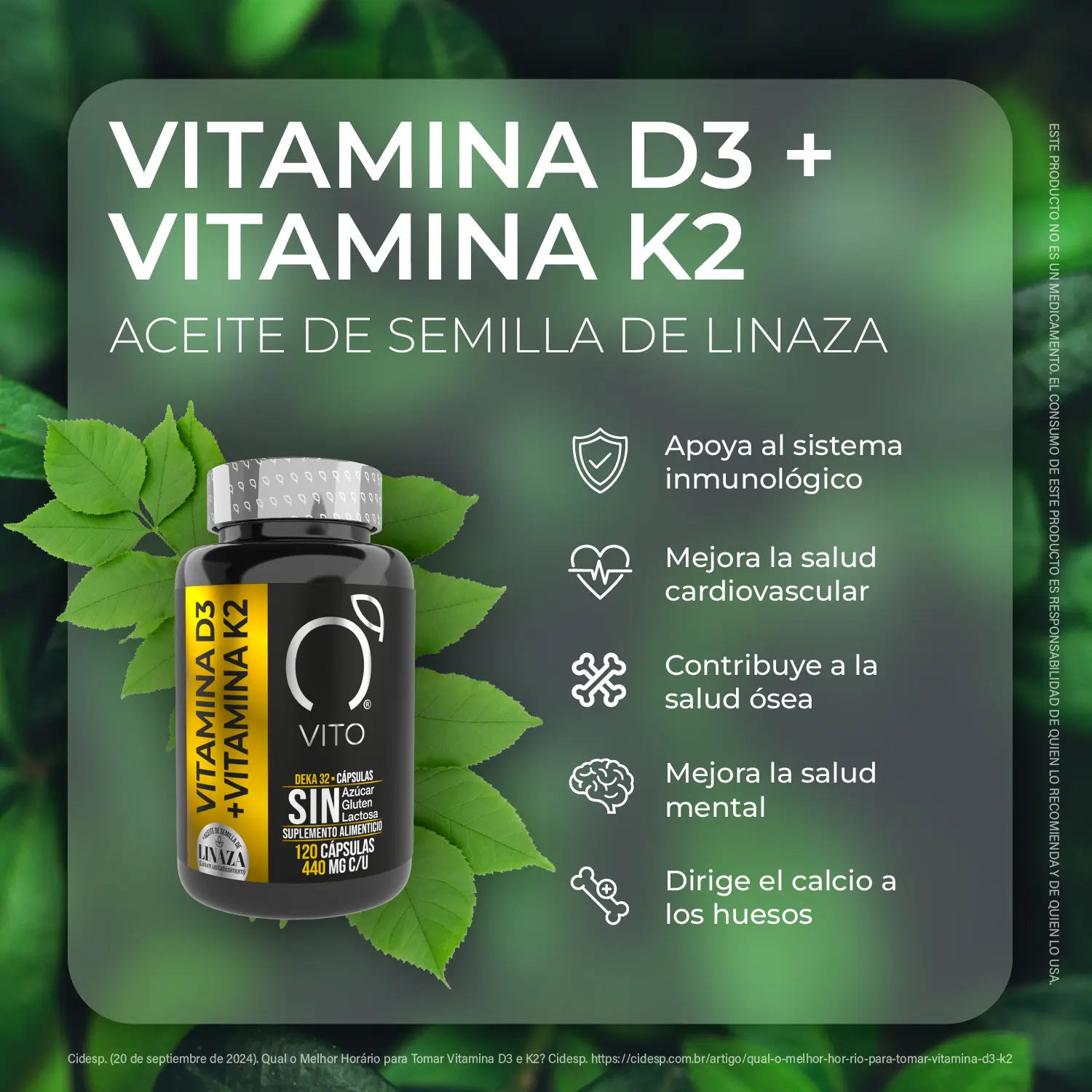 Foto 5 pulgar | Suplemento Alimenticio Vito Vitamina D3 + K2 con Aceite de Linaza 120 cápsulas 440 mg