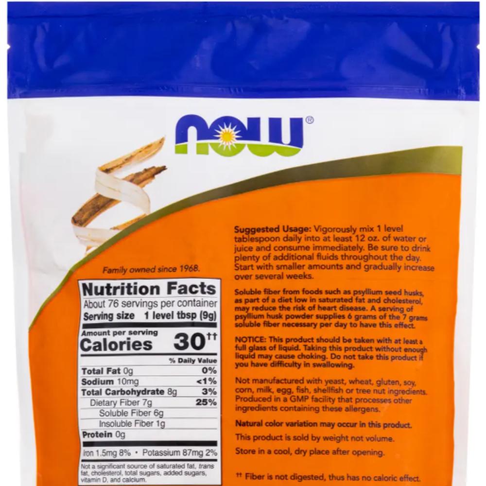 Foto 3 pulgar | Suplemento Plántago Now Psyllium Husk Power 680 Gr