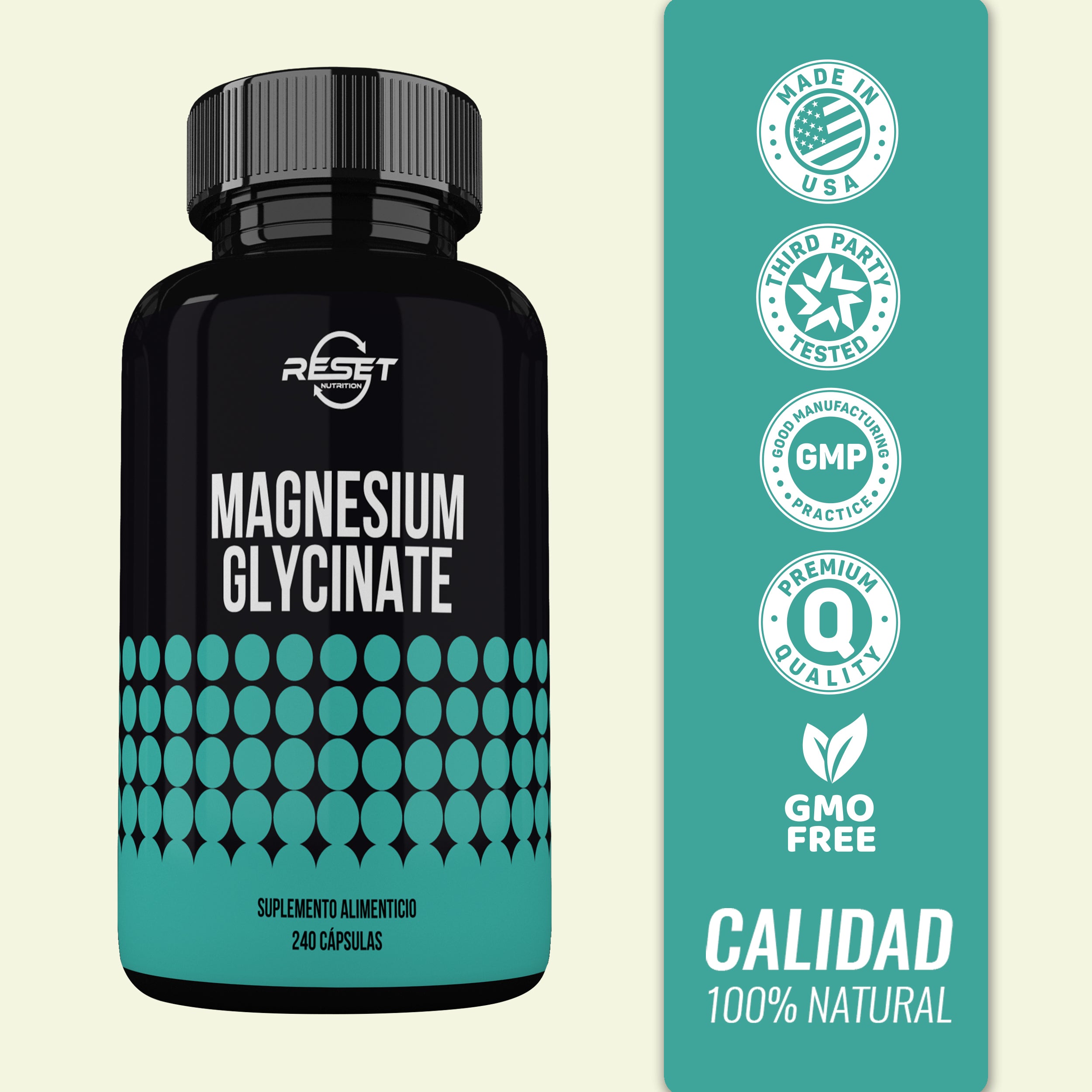 Foto 4 pulgar | Magnesium Glycinate Reset Nutrition 400 Mg