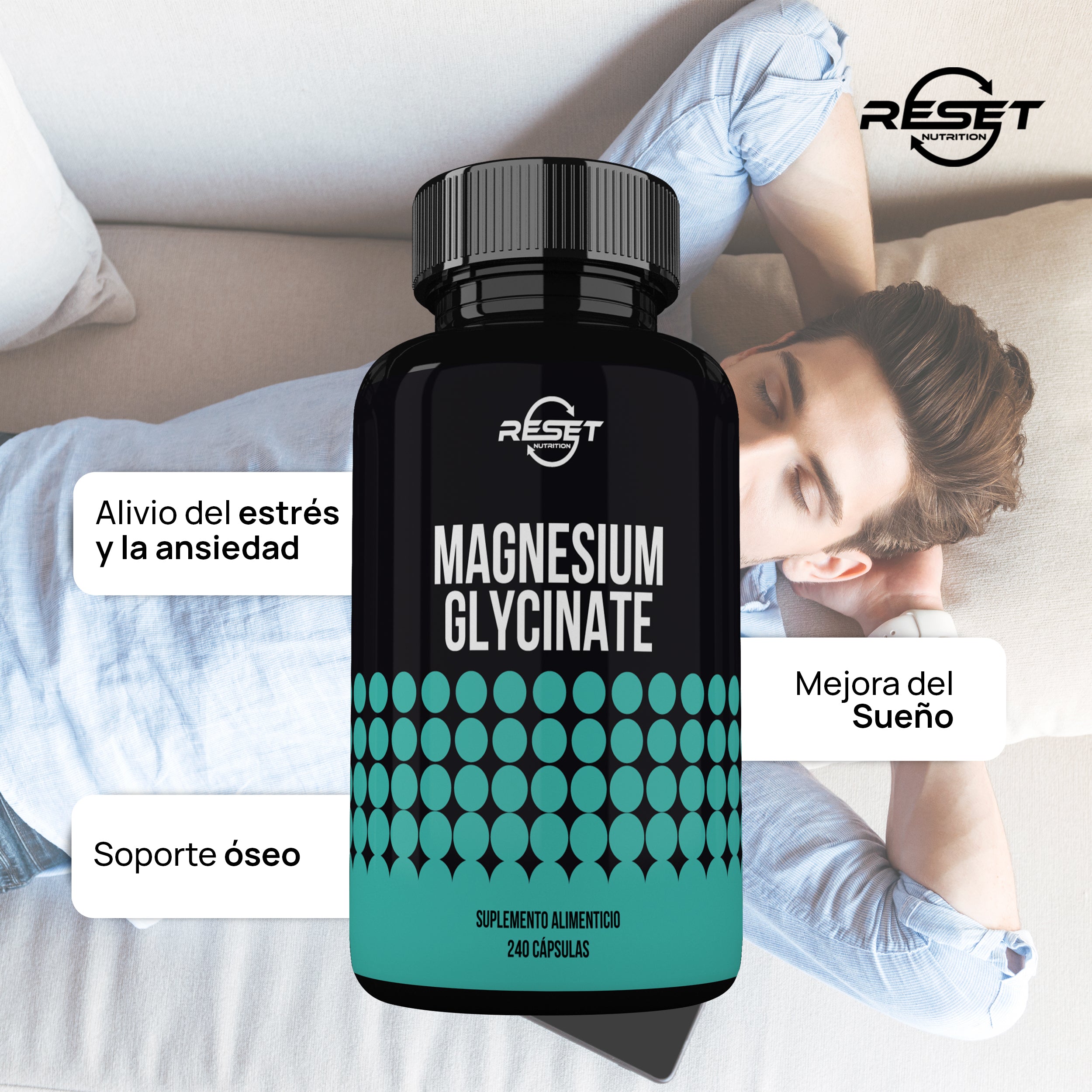 Foto 5 pulgar | Magnesium Glycinate Reset Nutrition 400 Mg