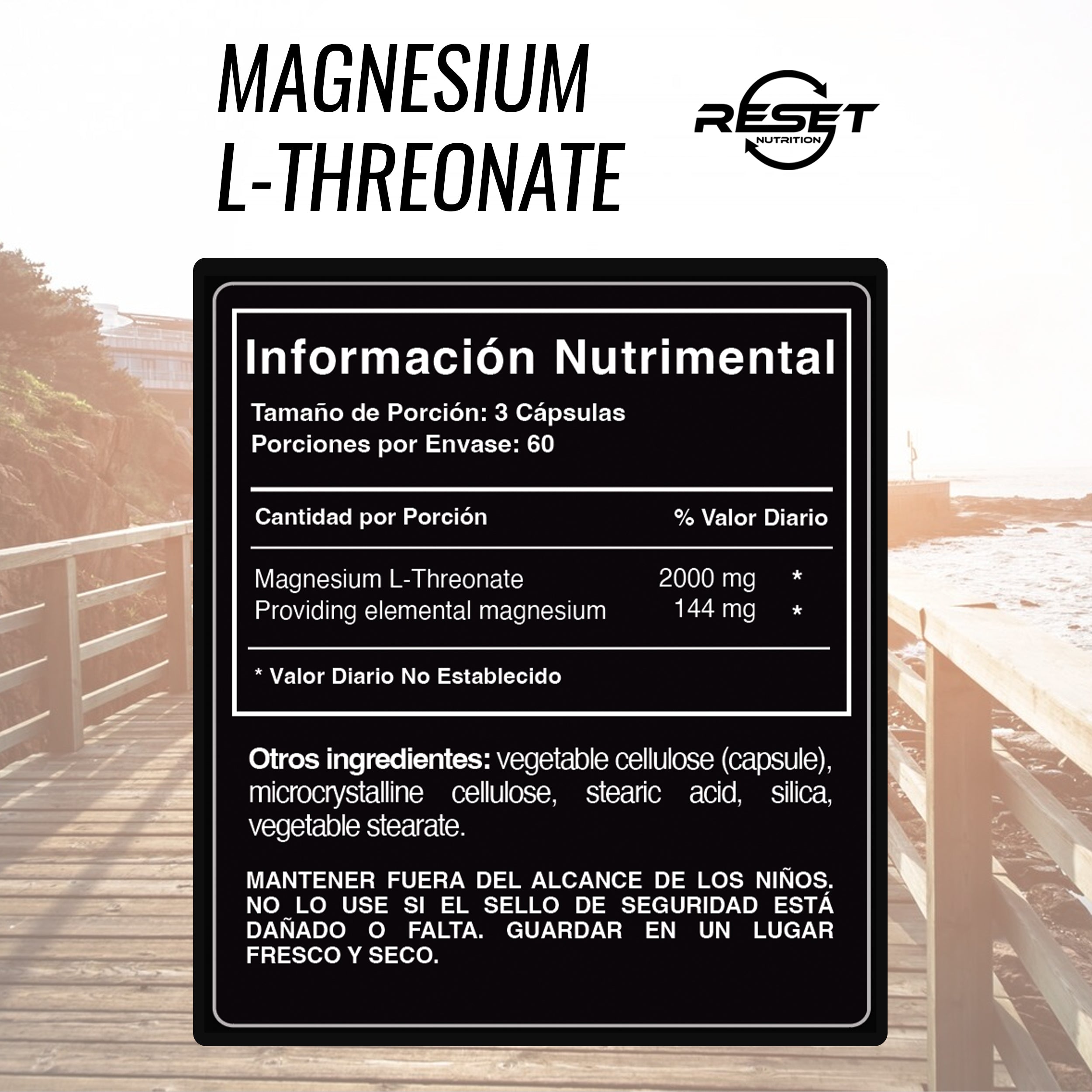 Foto 3 pulgar | Magnesium L-threonate Reset Nutrition Alta Biodisponibilidad Cerebral