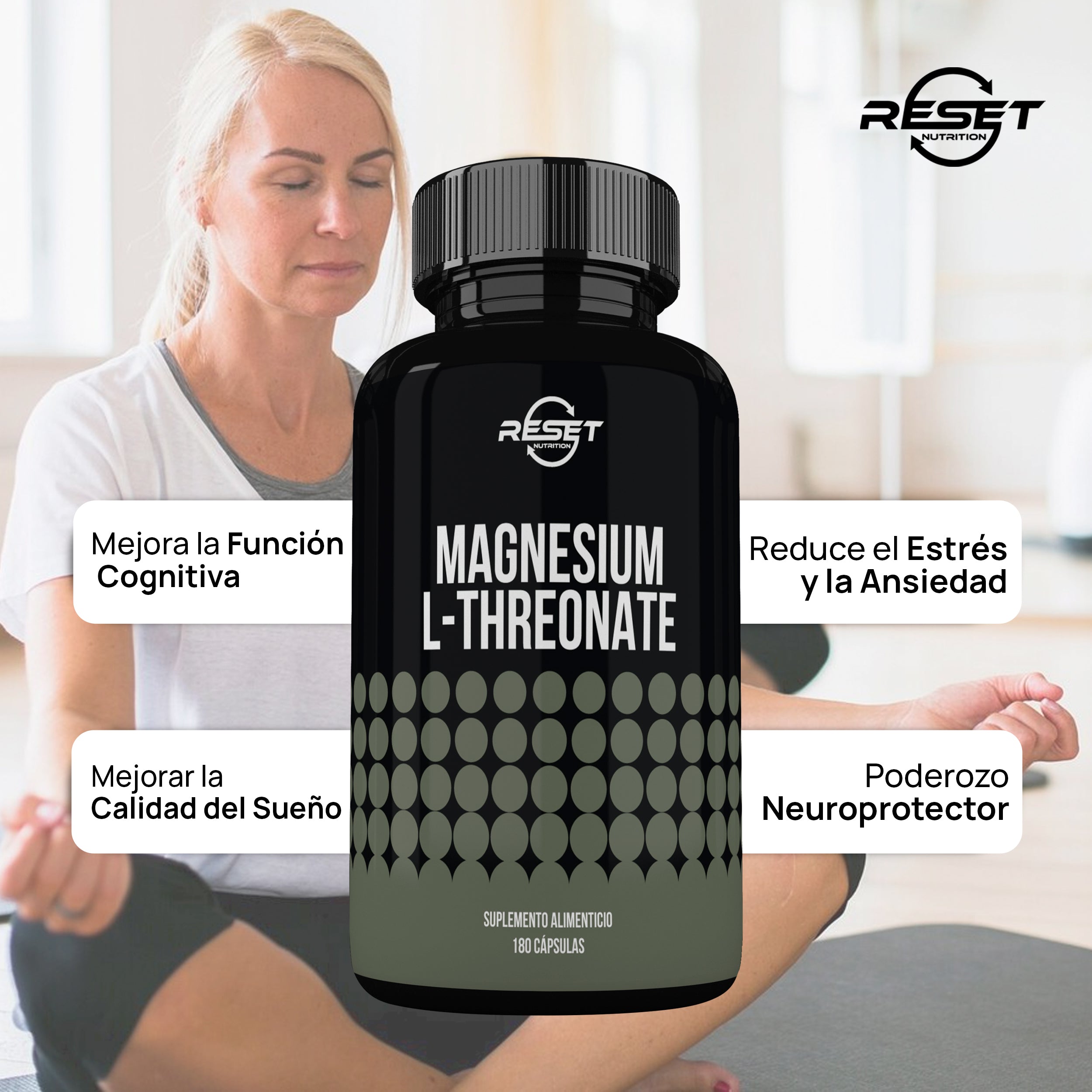 Foto 5 pulgar | Magnesium L-threonate Reset Nutrition Alta Biodisponibilidad Cerebral