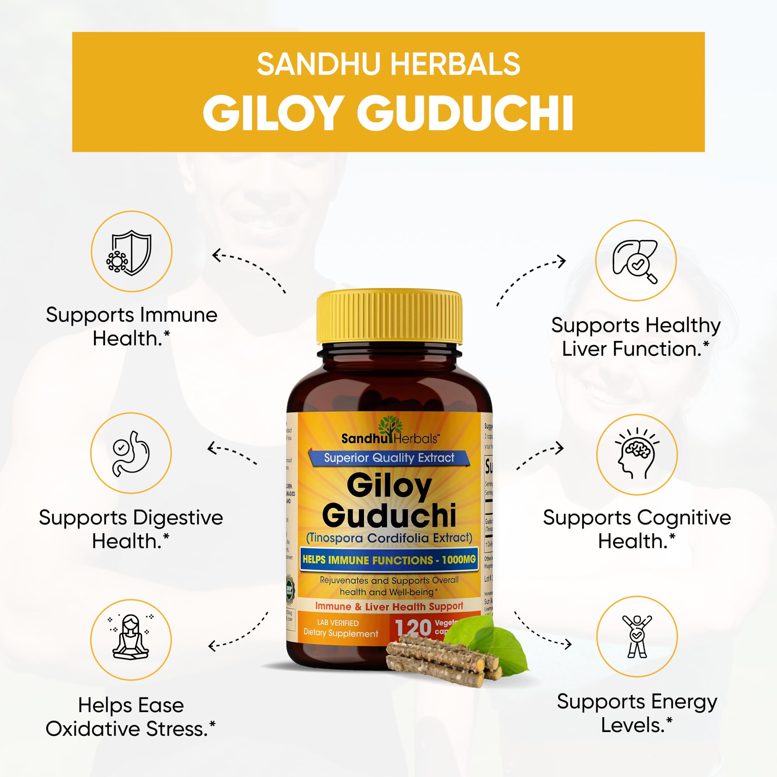Foto 3 pulgar | Suplemento Sandhu Herbals Giloy Guduchi 120 Cápsulas - Venta Internacional