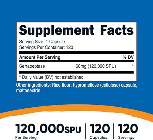 Foto 4 | Serrapeptasa 120,000 Spu Nutricost  120 Cápsulas
