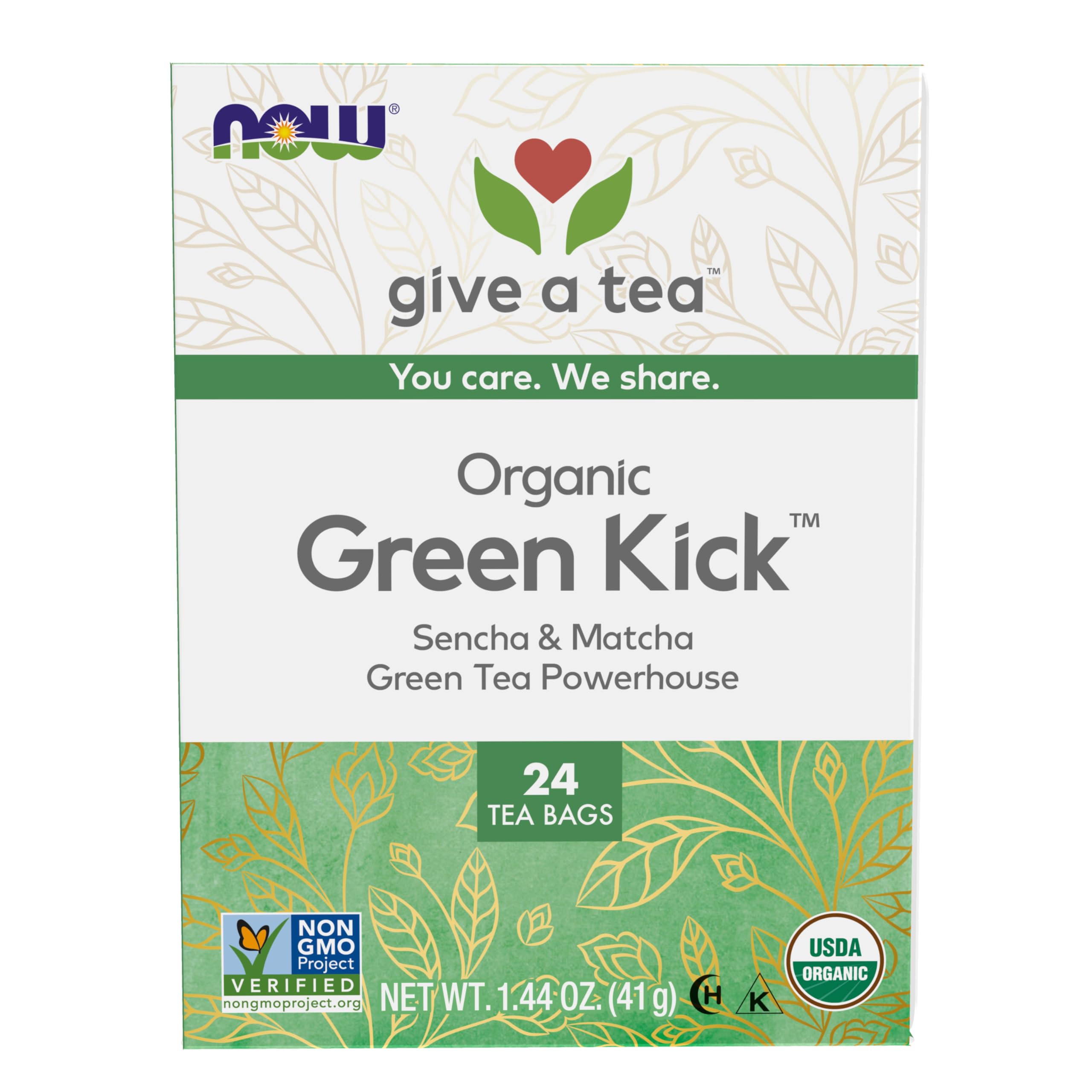Foto 2 pulgar | Tea Now Foods Green Kick Organic 24 Bolsas - Venta Internacional.