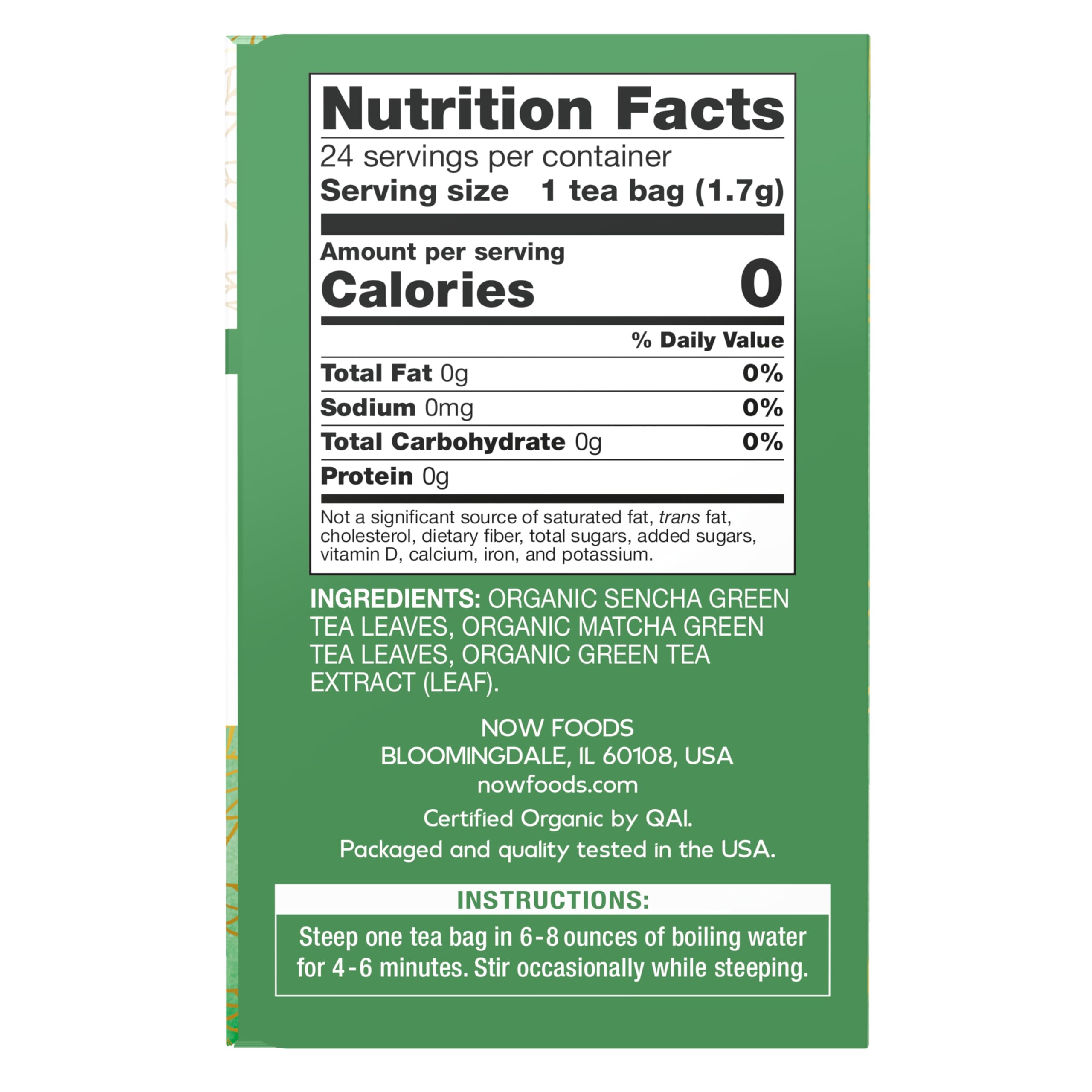 Foto 3 pulgar | Tea Now Foods Green Kick Organic 24 Bolsas - Venta Internacional.