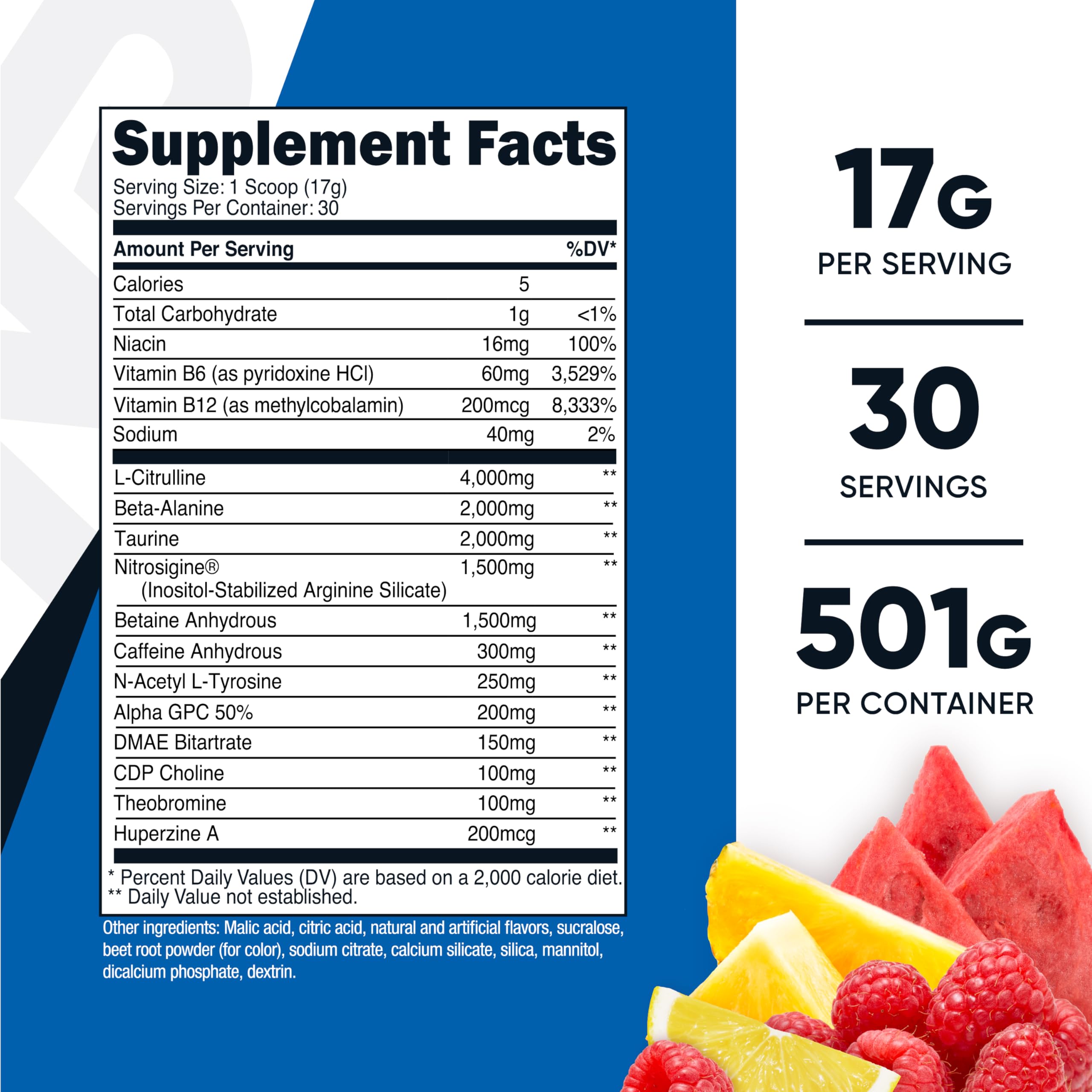 Foto 3 pulgar | Polvo Para Antes Del Entrenamiento Nutricost Pre-x Xtreme Fruit Punch, 30 Porciones - Venta Internacional.