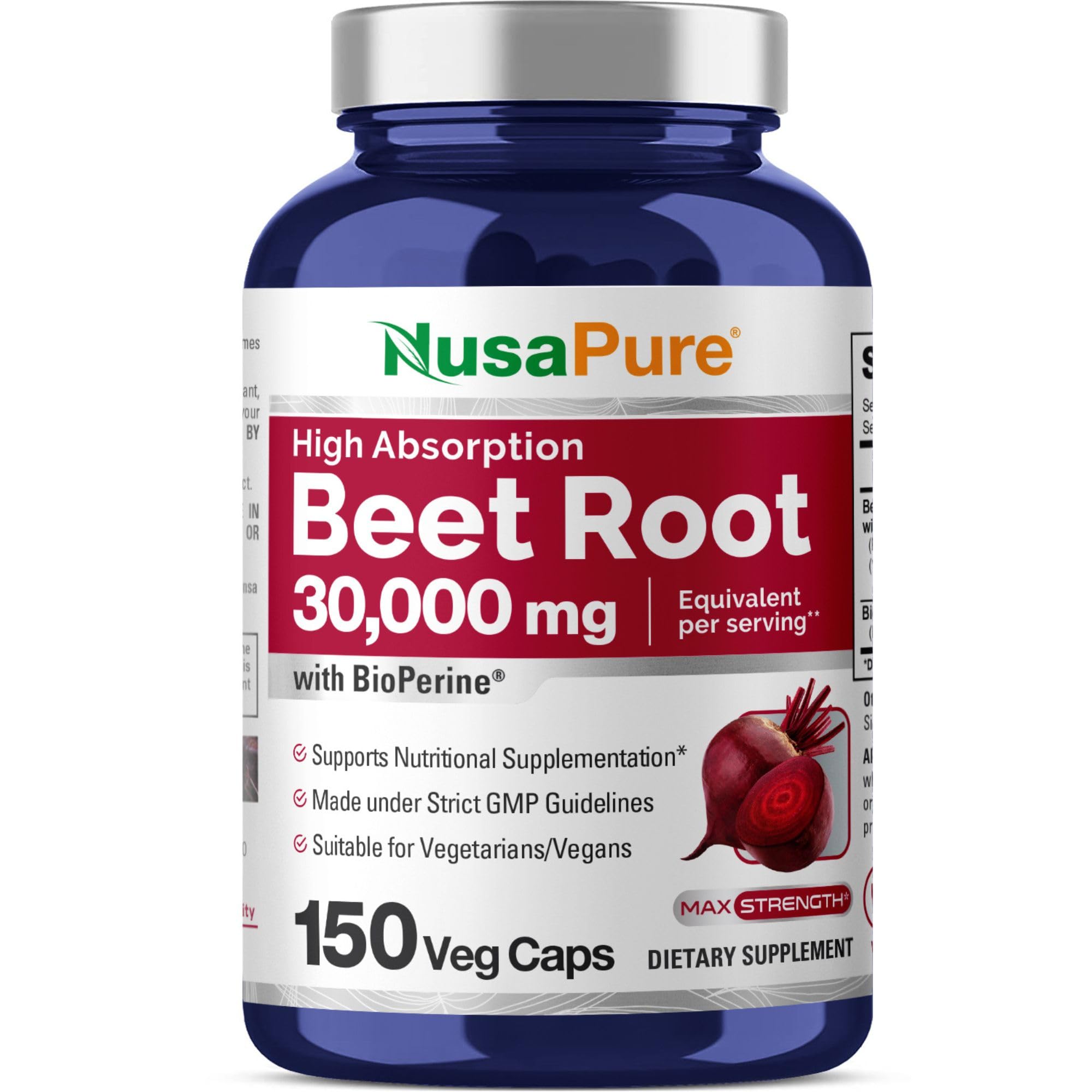 Suplemento De Raíz De Remolacha Nusapure, 30 000 Mg, 150 Cápsulas Vegetarianas - Venta Internacional.