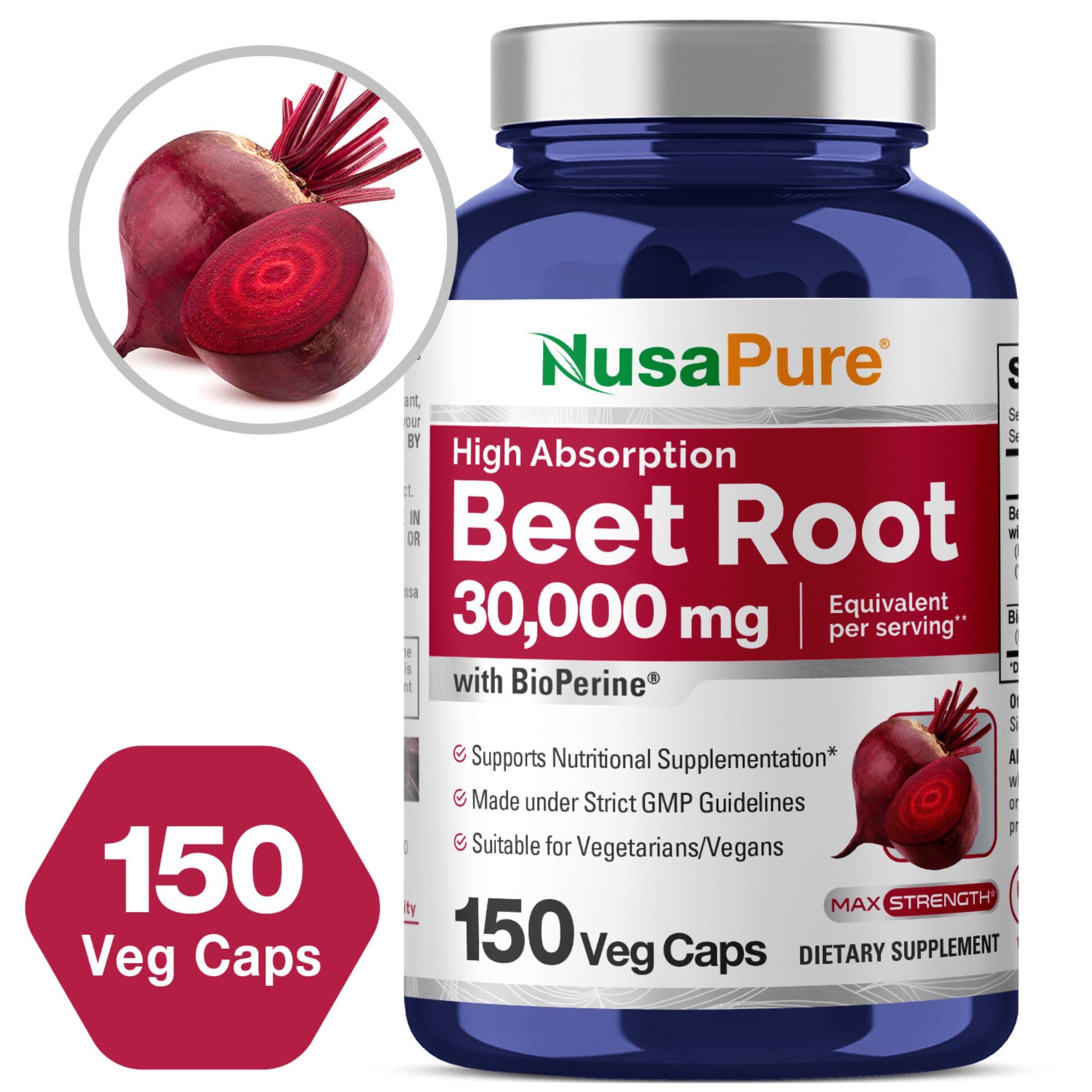 Foto 2 | Suplemento De Raíz De Remolacha Nusapure, 30 000 Mg, 150 Cápsulas Vegetarianas - Venta Internacional.