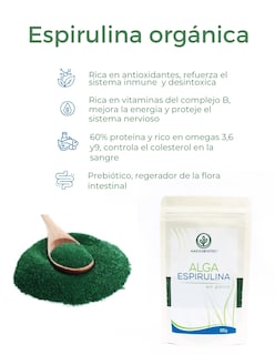 Foto 4 | Alga Espirulina En Polvo Hadosbiotec Pack 3 Piezas 100 G C/u Ingredientes Naturales 100% Alga Espirulina Sin Conservad