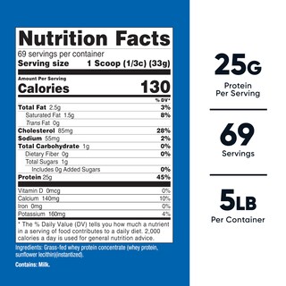 Foto 2 | Concentrado De Proteína De Suero Nutricost De Animales Alimentados Con Pasto, 2,27 Kg, Sin Sabor - Venta Internacional.