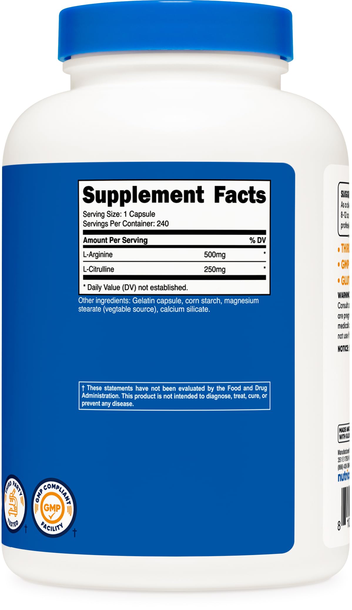 Foto 6 pulgar | Suplemento Nutricost Complejo De L-arginina L-citrulina 750 Mg - Venta Internacional.