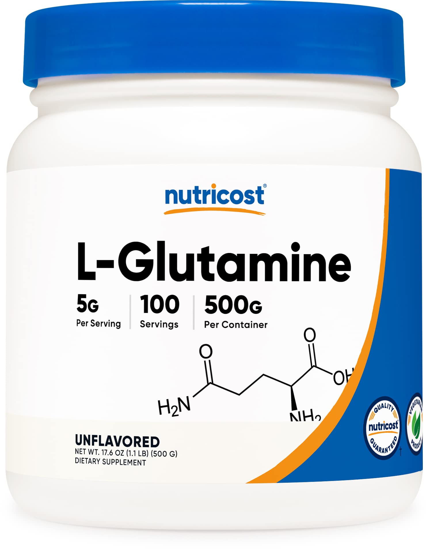 Foto 2 pulgar | Suplemento Nutricost L-glutamina En Polvo 500 G Sin Sabor - Venta Internacional.