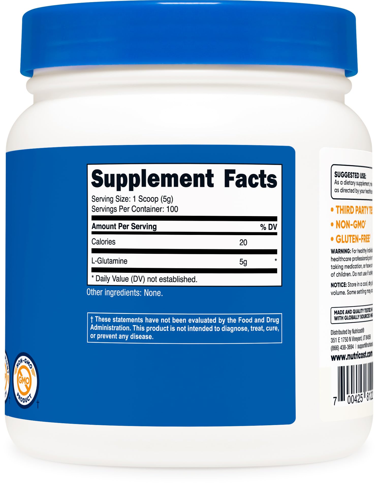 Foto 7 pulgar | Suplemento Nutricost L-glutamina En Polvo 500 G Sin Sabor - Venta Internacional.