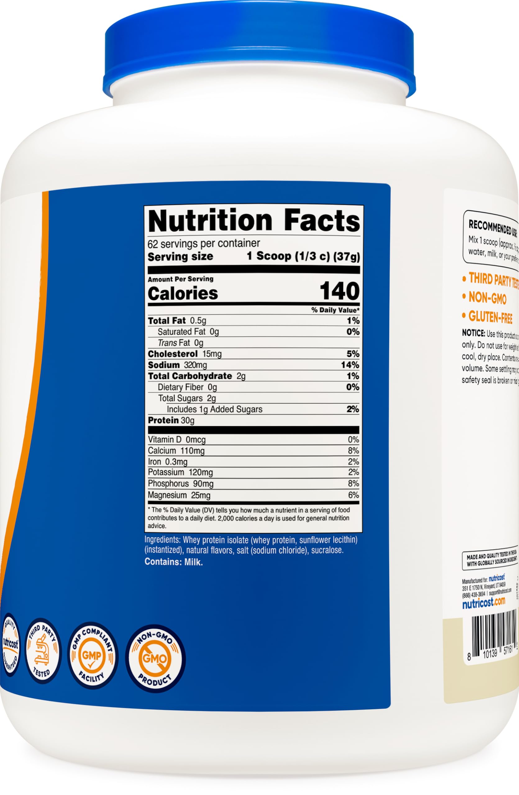 Foto 5 | Proteína De Suero En Polvo Nutricost Isolate Vanilla 2,27 Kg - Venta Internacional.