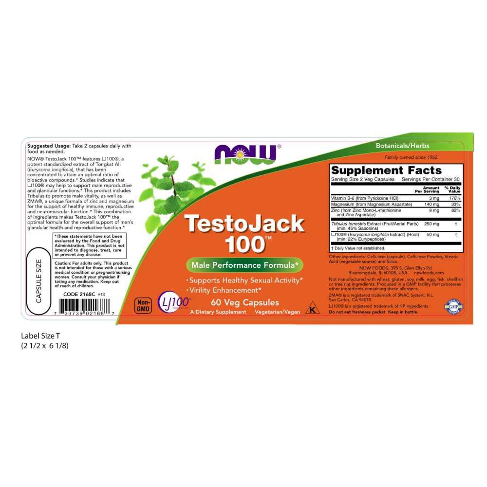 Foto 3 pulgar | Suplementos Testojack 100 De Now Foods Con 60 Cápsulas Vegetarianas Lj100 - Venta Internacional.