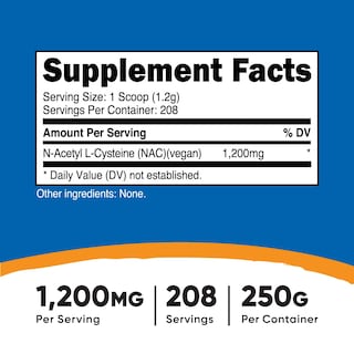 Foto 2 | Suplemento Nutricost N-acetil L-cisteína (nac) En Polvo 250 G - Venta Internacional.