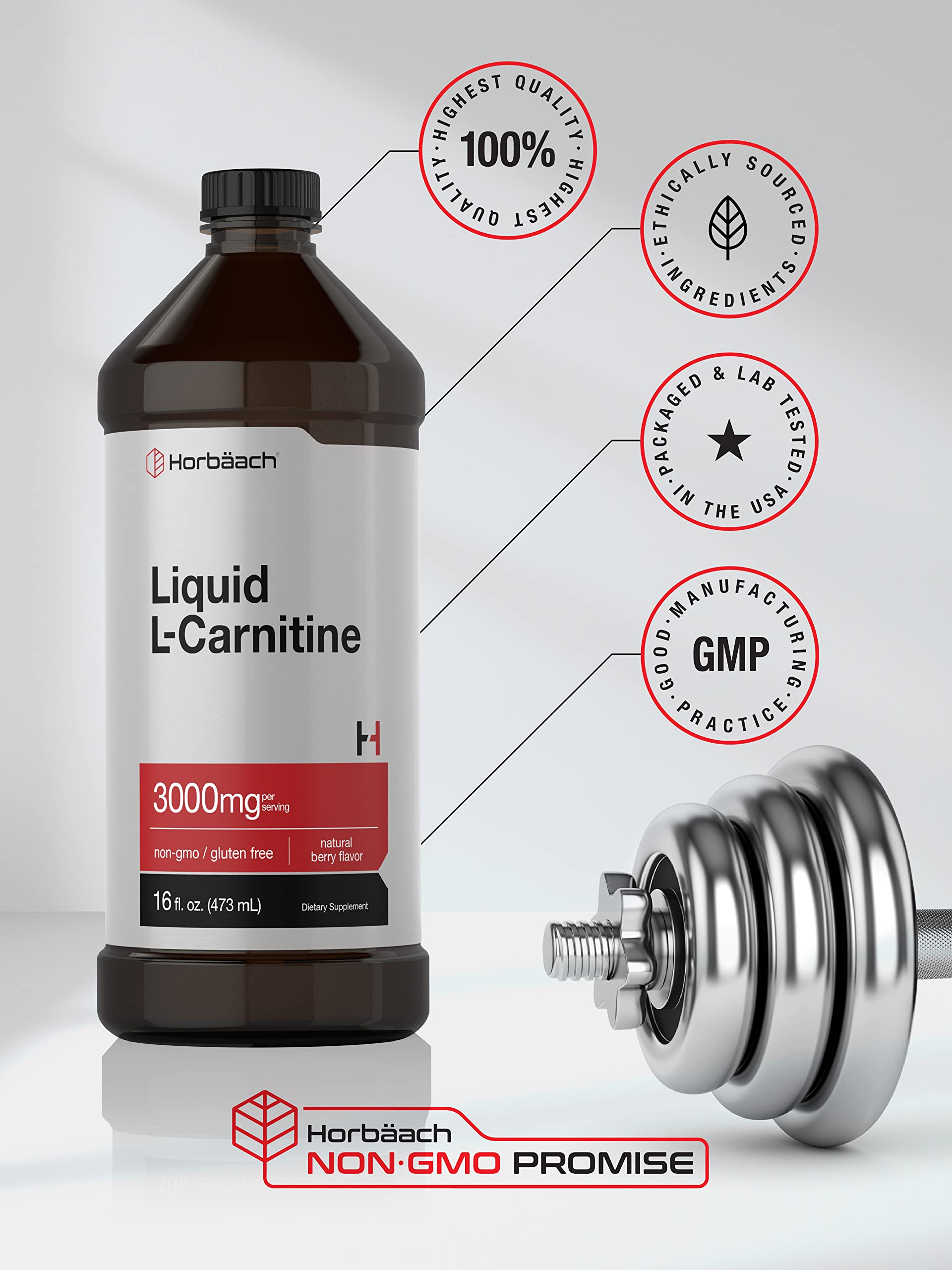 Foto 6 pulgar | Suplemento Horbäach L-carnitina Líquido 473 Ml 3000 Mg - Venta Internacional.