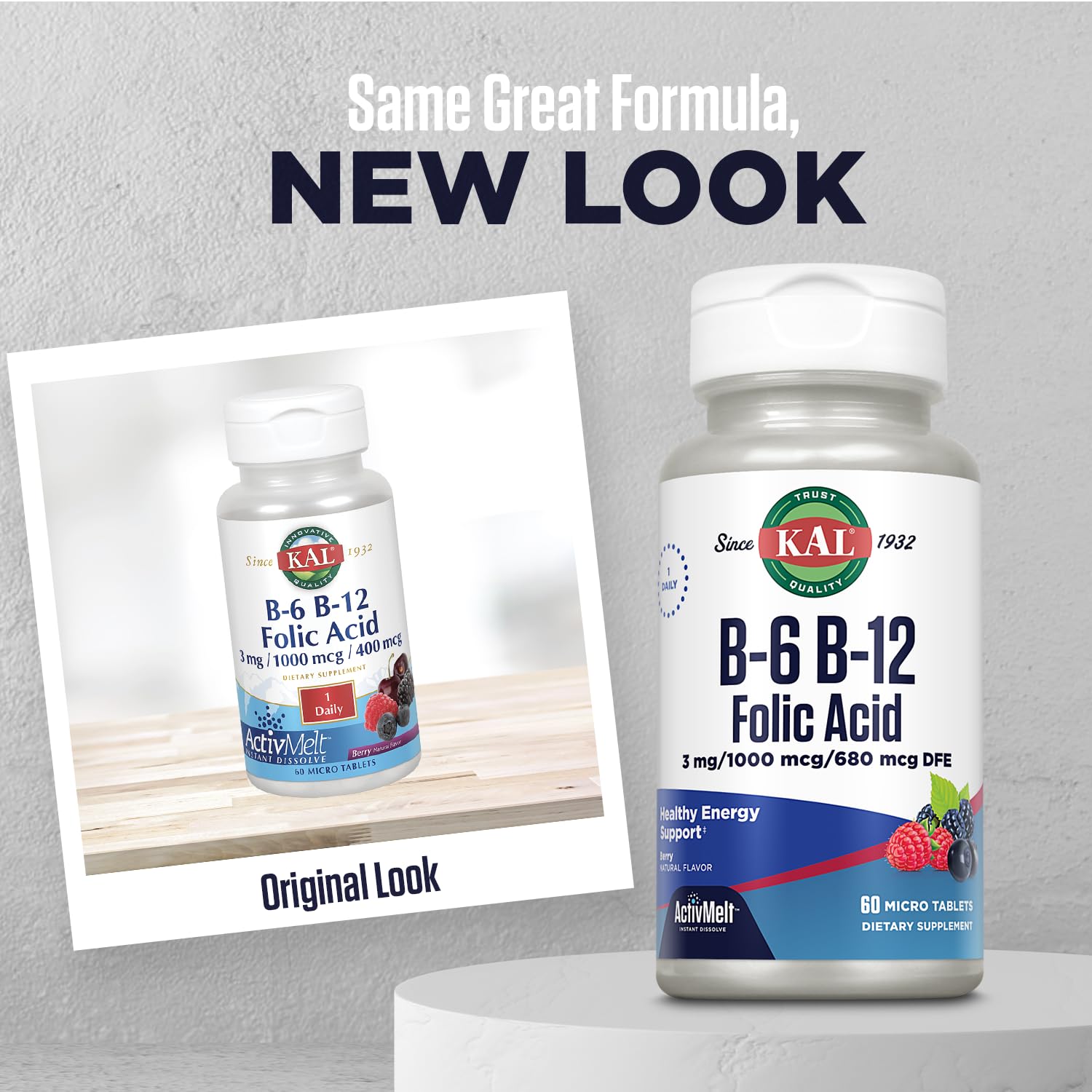 Foto 3 pulgar | Suplemento Kal De Vitamina B-6 B-12 y Ácido Fólico 60 Tabletas - Venta Internacional