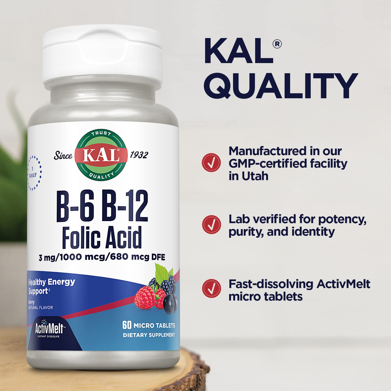 Foto 6 pulgar | Suplemento Kal De Vitamina B-6 B-12 y Ácido Fólico 60 Tabletas - Venta Internacional