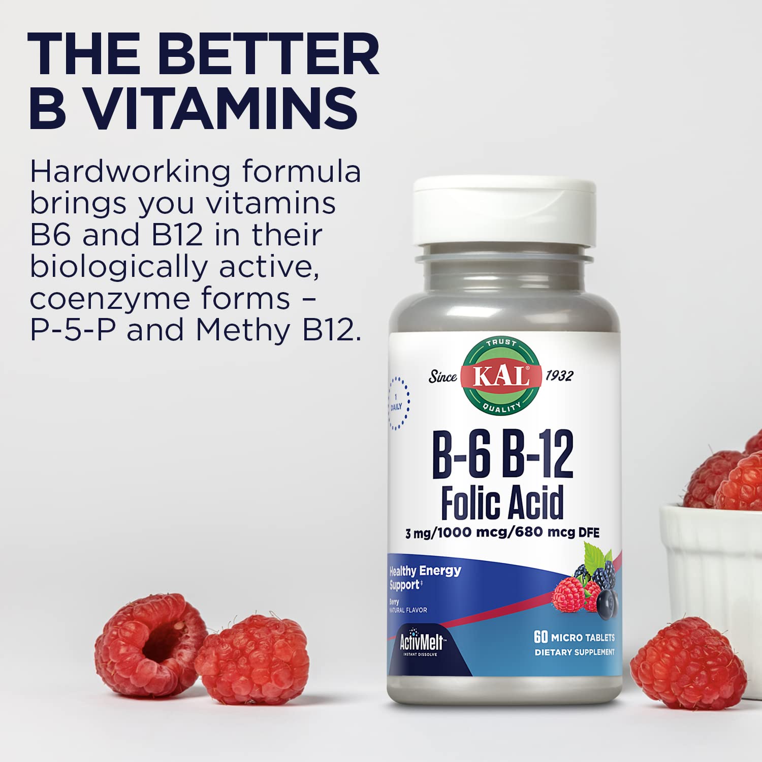 Foto 7 pulgar | Suplemento Kal De Vitamina B-6 B-12 y Ácido Fólico 60 Tabletas - Venta Internacional