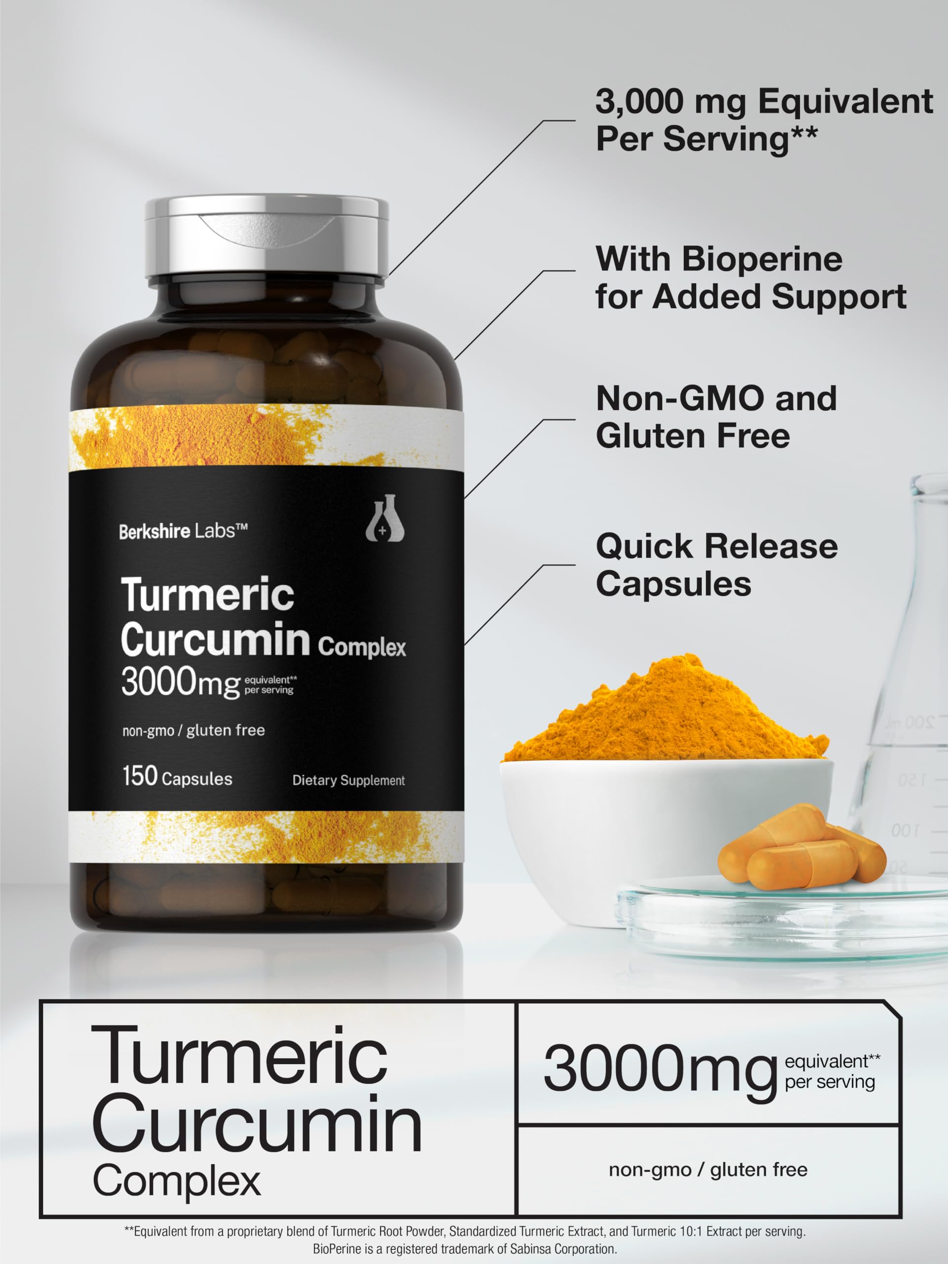 Foto 5 pulgar | Suplemento Horbäach, Cúrcuma Y Curcumina, 3000 Mg, 150 Cápsulas - Venta Internacional.