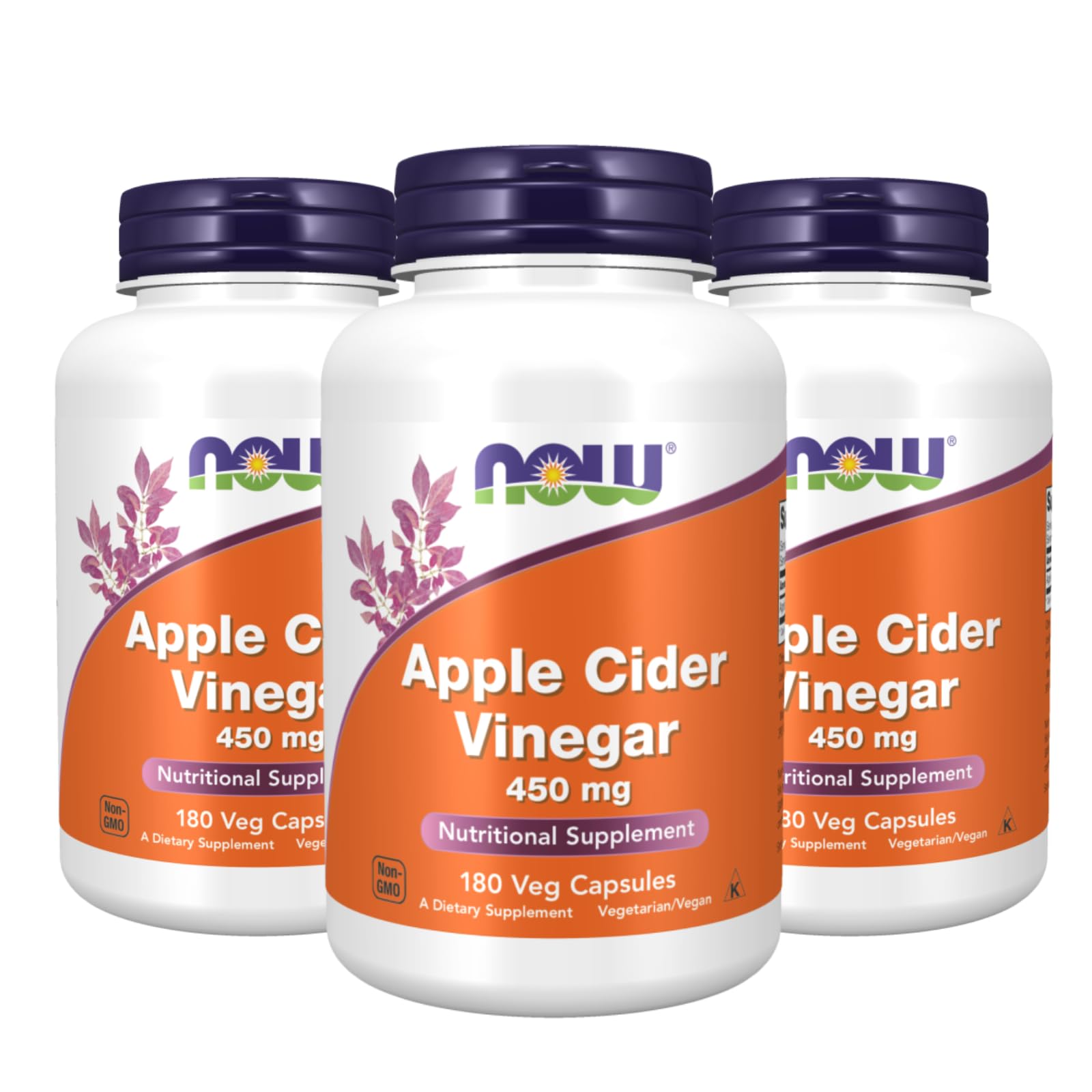 Suplemento Now Foods Vinagre De Sidra De Manzana 450 Mg 180 Cápsulas X3 - Venta Internacional.