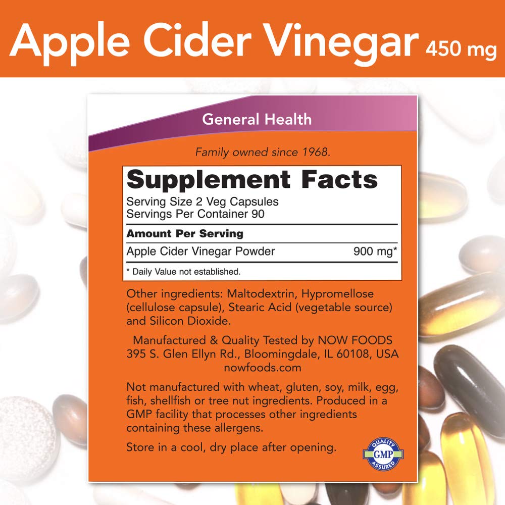 Foto 3 pulgar | Suplemento Now Foods Vinagre De Sidra De Manzana 450 Mg 180 Cápsulas X3 - Venta Internacional.