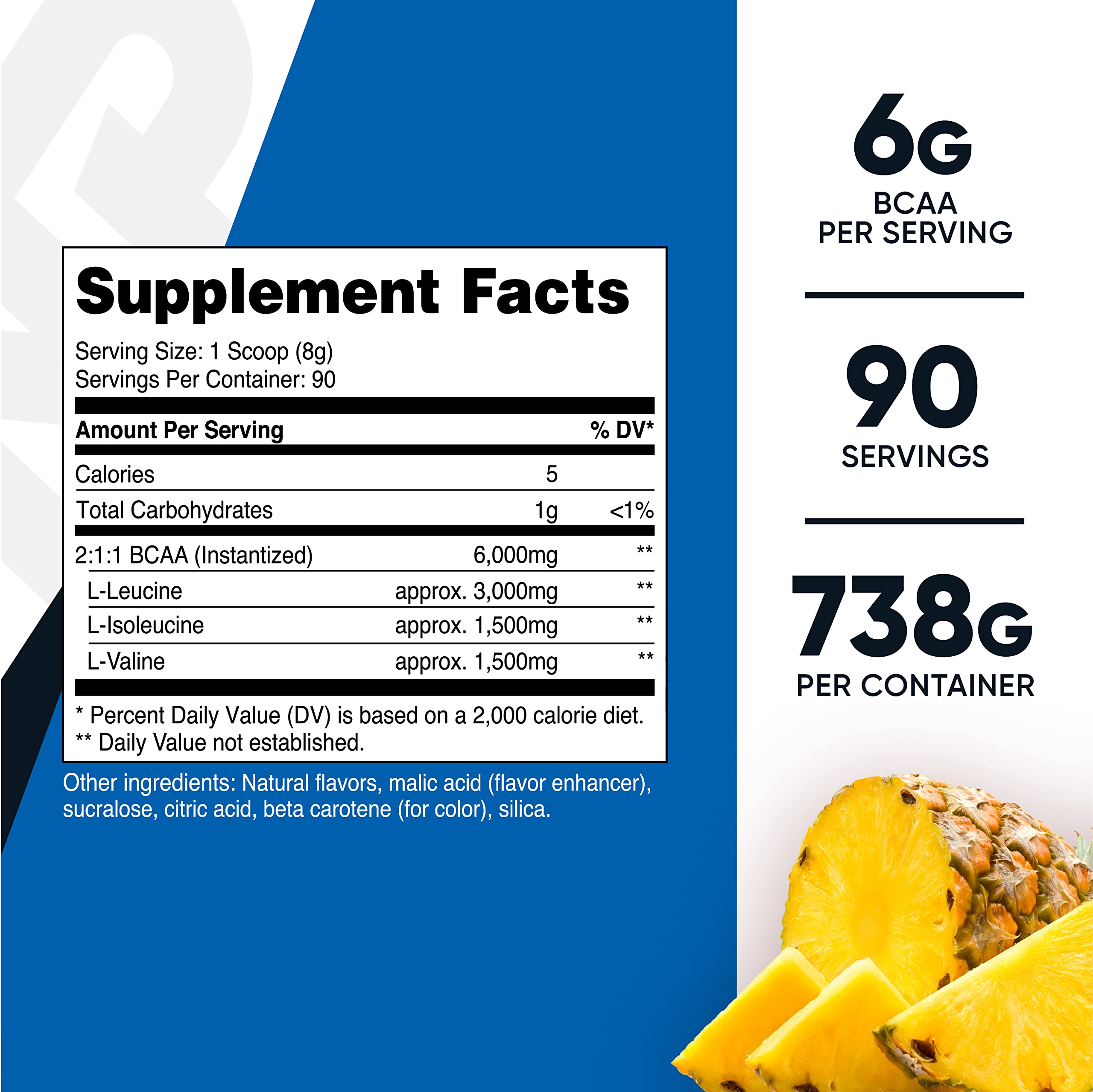 Foto 3 pulgar | Bcaa En Polvo Nutricost Sabor A Piña, 90 Porciones - Venta Internacional.