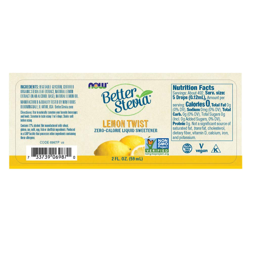 Foto 3 pulgar | Edulcorante Now Foods Better Stevia Liquid Lemon Twist 60 Ml - Venta Internacional.