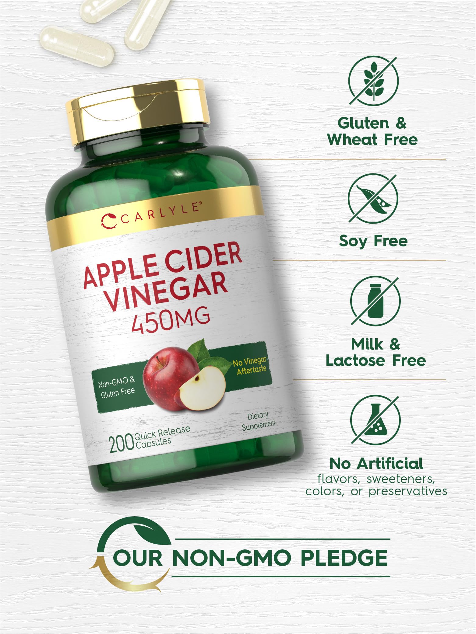 Foto 6 pulgar | Suplemento Carlyle (cápsulas De Vinagre De Sidra De Manzana, 450 Mg, 200 Píldoras) - Venta Internacional.