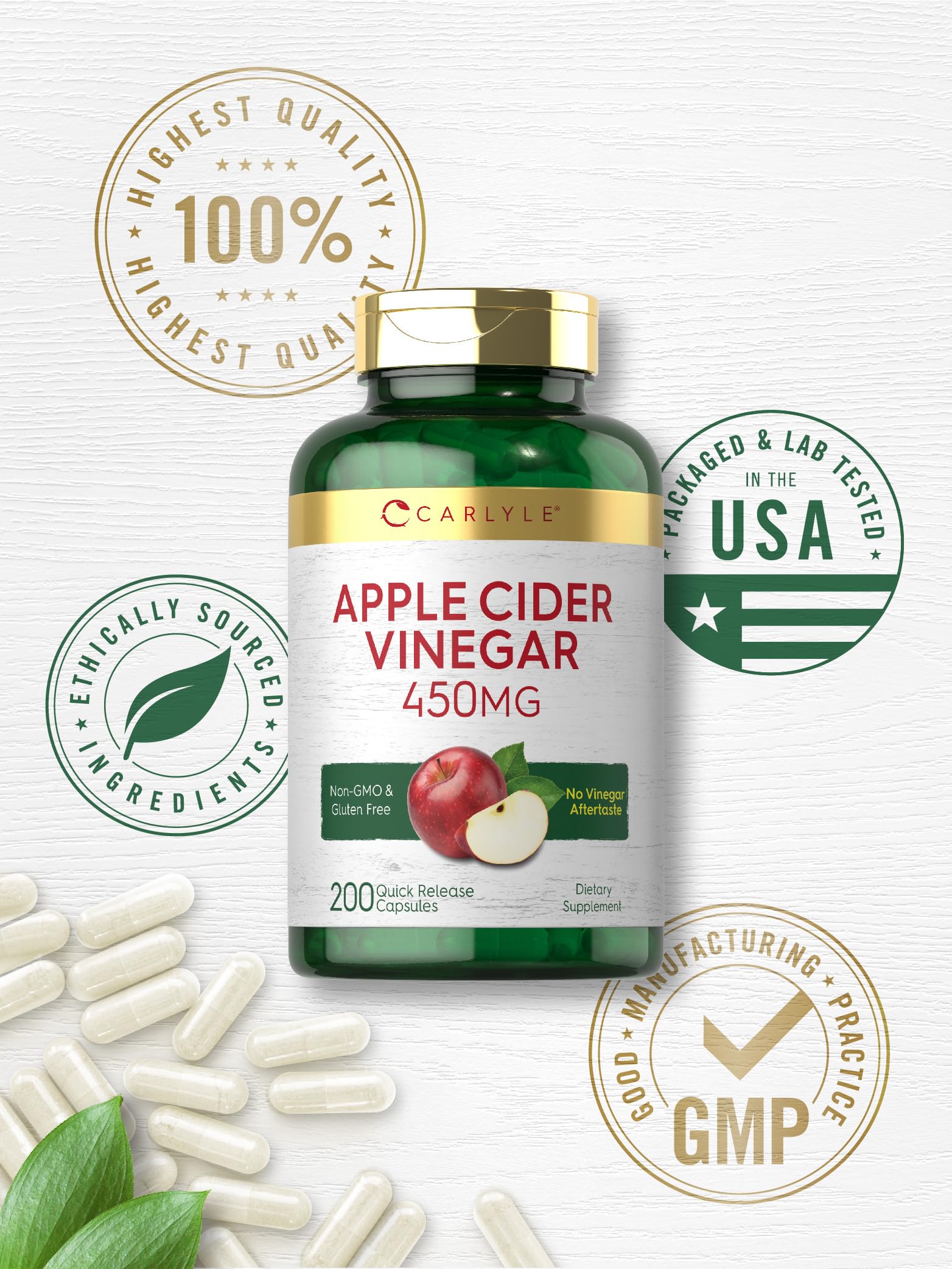 Foto 7 pulgar | Suplemento Carlyle (cápsulas De Vinagre De Sidra De Manzana, 450 Mg, 200 Píldoras) - Venta Internacional.