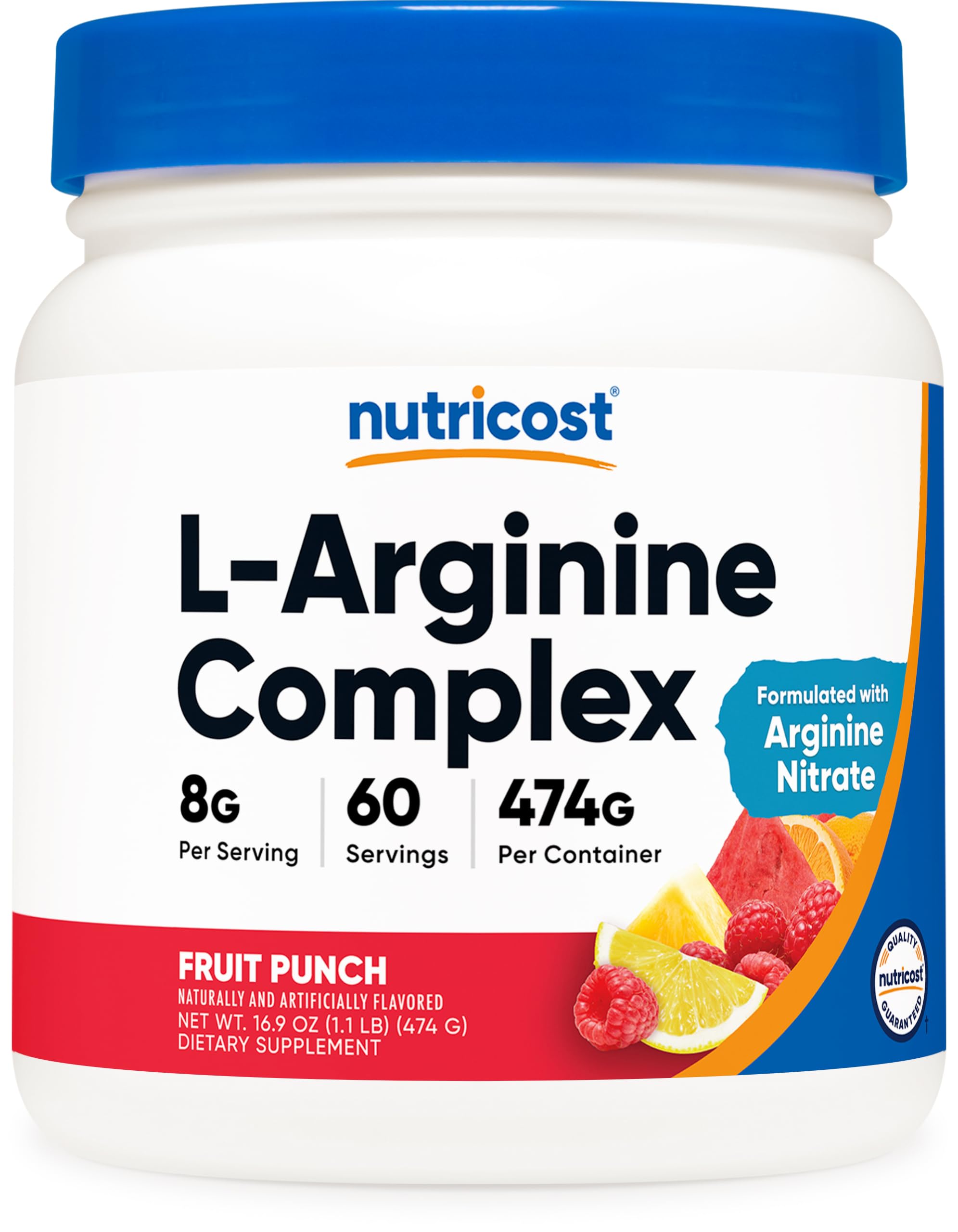 Foto 2 pulgar | Ponche De Frutas Con Complejo De L-arginina Supplement Nutricost, 60 Porciones - Venta Internacional.