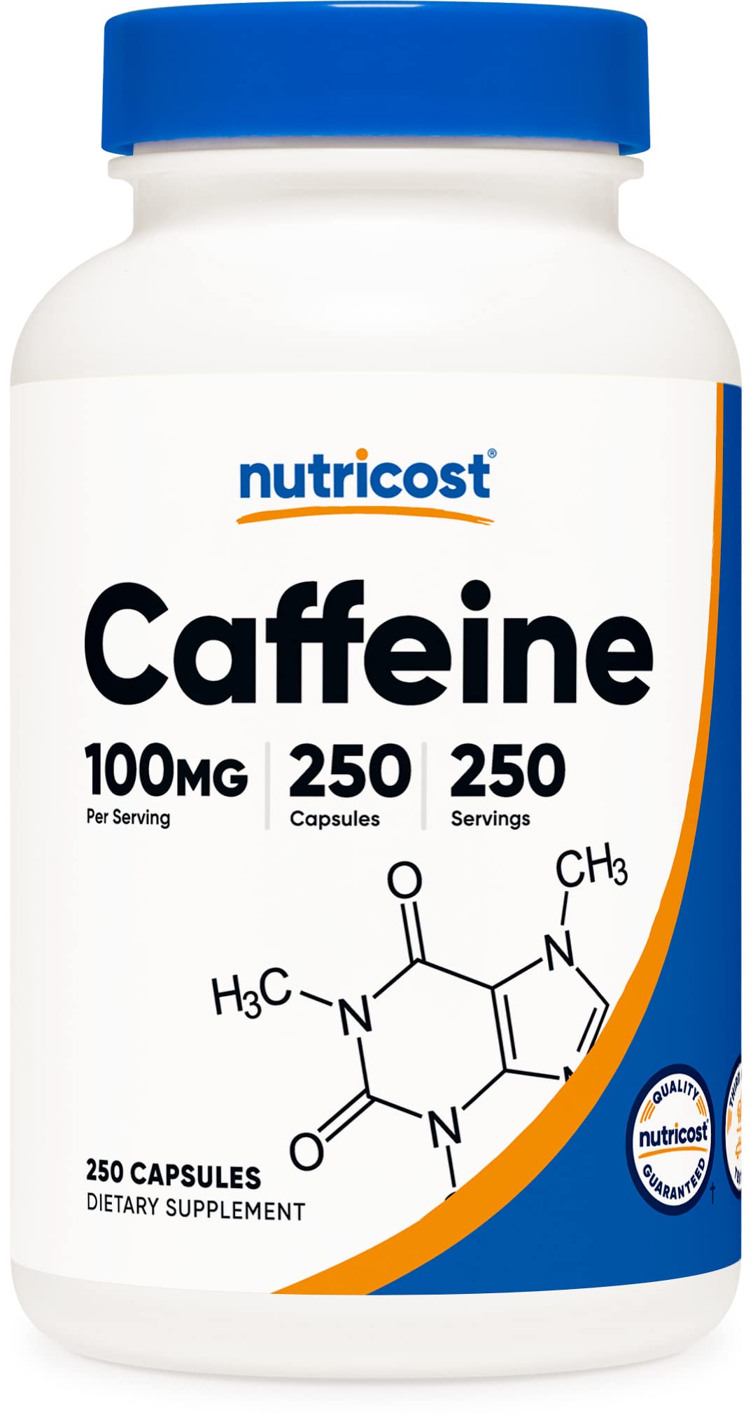 Foto 2 pulgar | Píldoras De Cafeína Nutricost 100 Mg/porción 250 Cápsulas - Venta Internacional.
