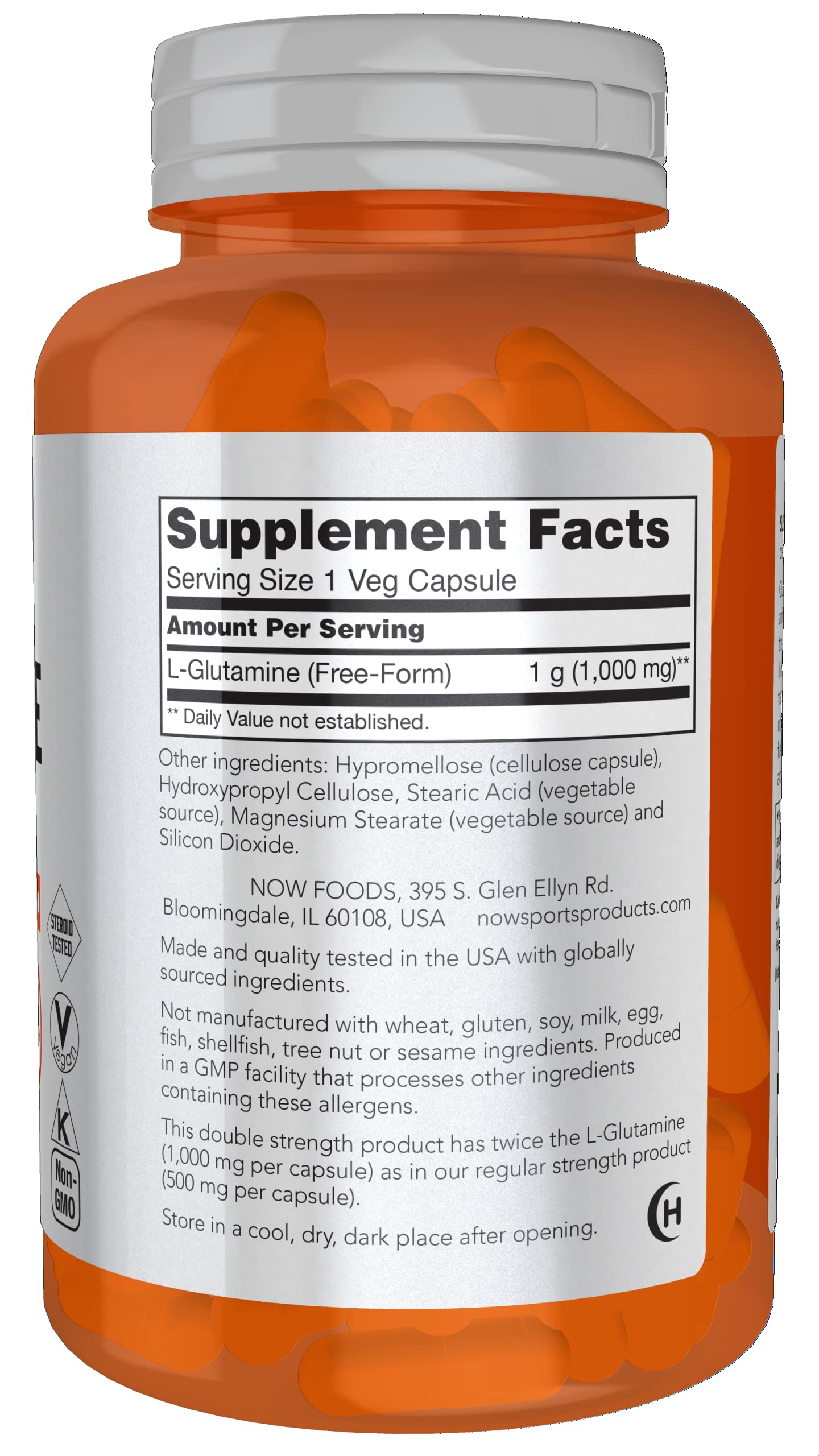 Foto 2 | Supplement Now Foods L-glutamina De 1000 Mg De Doble Concentración - Venta Internacional.