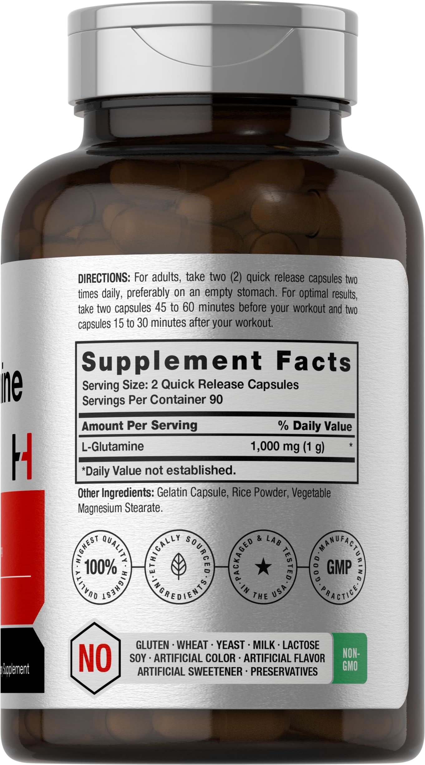 Foto 3 pulgar | Suplemento Horbäach, Cápsulas De L-glutamina, 1000 Mg, 180 Unidades - Venta Internacional.