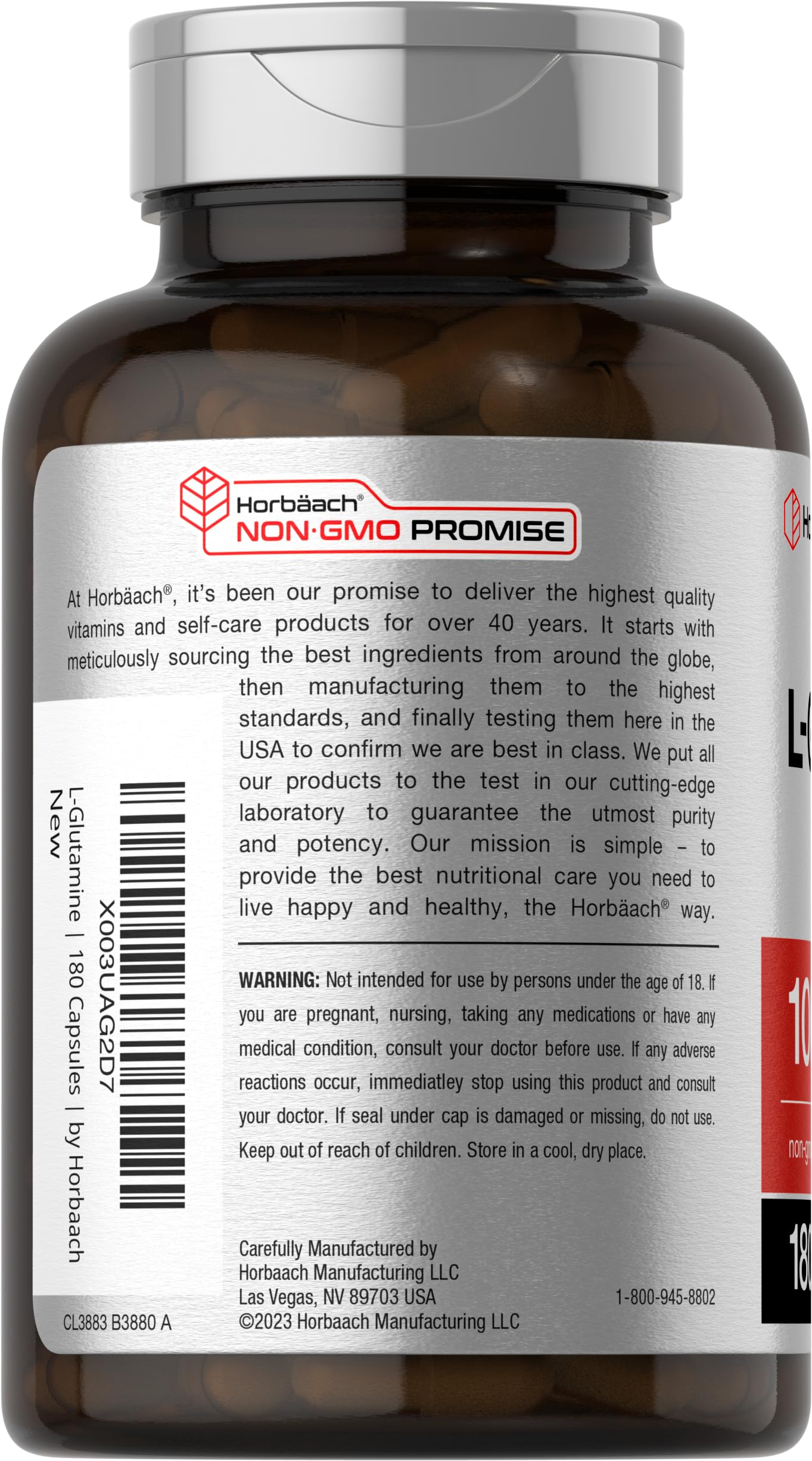 Foto 4 pulgar | Suplemento Horbäach, Cápsulas De L-glutamina, 1000 Mg, 180 Unidades - Venta Internacional.