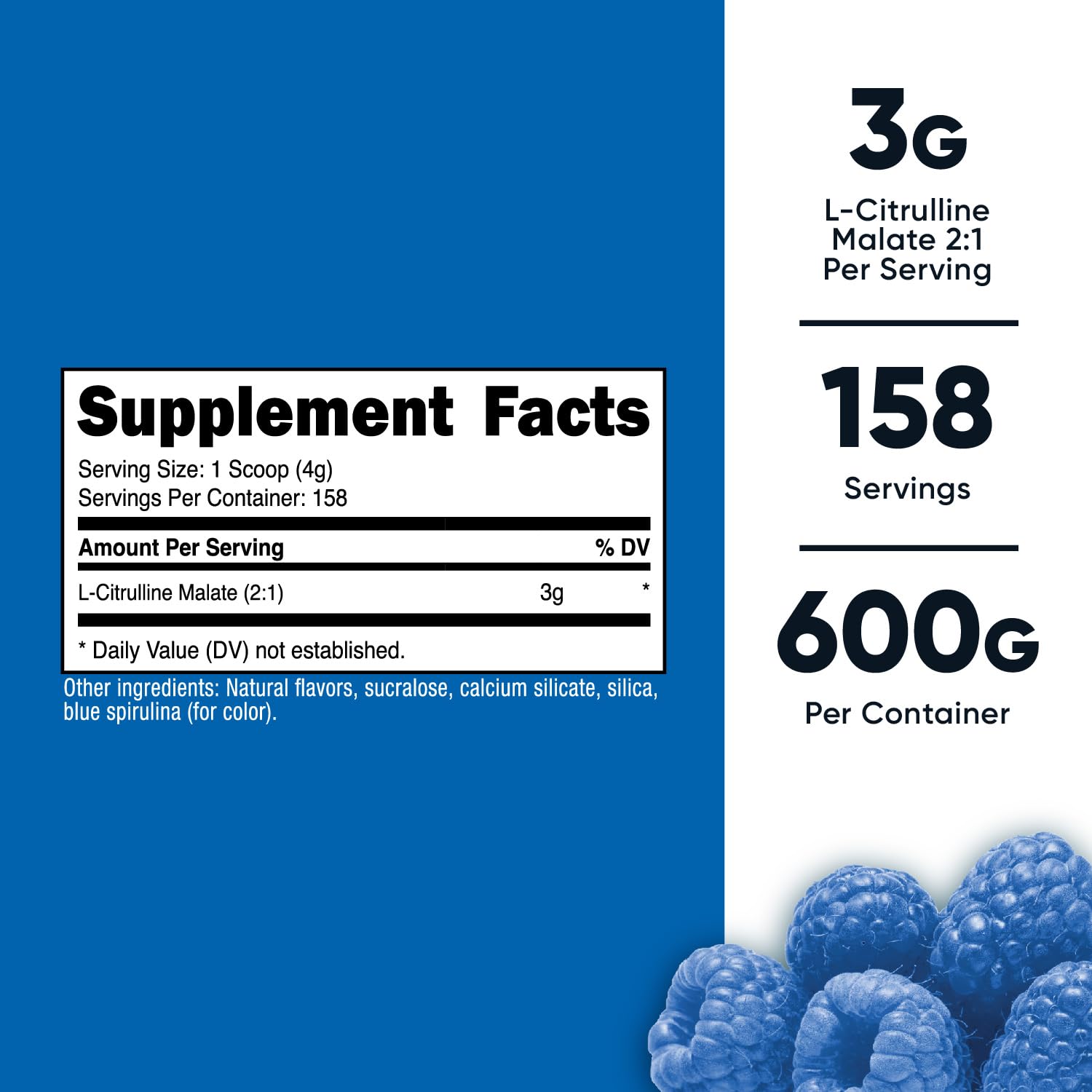 Foto 3 pulgar | Suplemento Nutricost L-citrulina Malato 2:1 600 G De Frambuesa Azul - Venta Internacional.